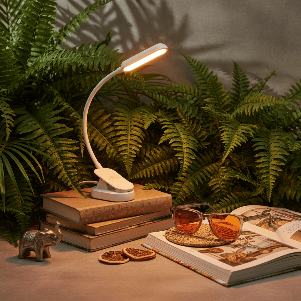 desk lamp with circadian rhythm glasses on nanaka.co