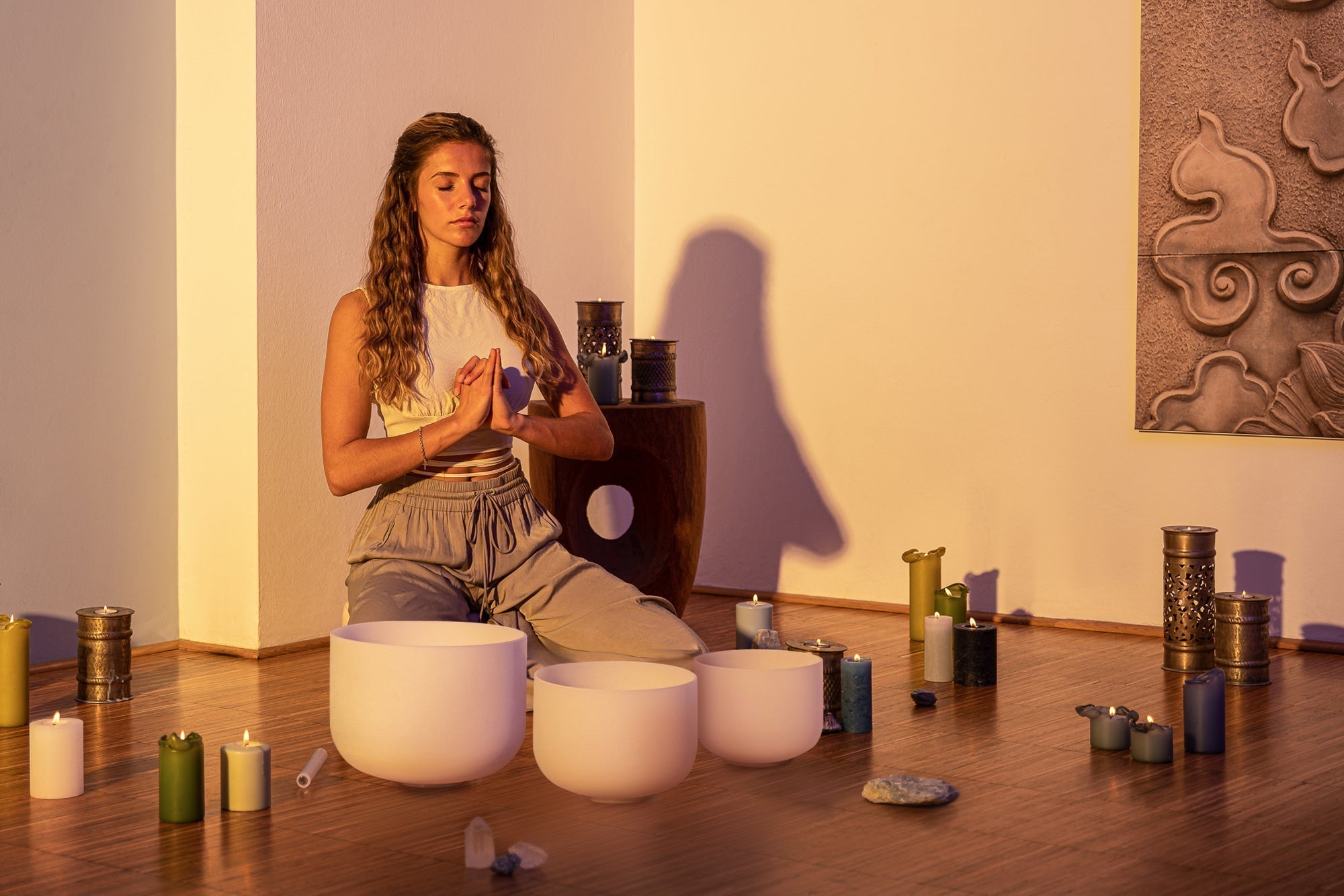 432 Hz Crystal Singing Bowls 8” F4, 10” D4, 12” C4 - Pure Harmony Set Sound Healing LAB