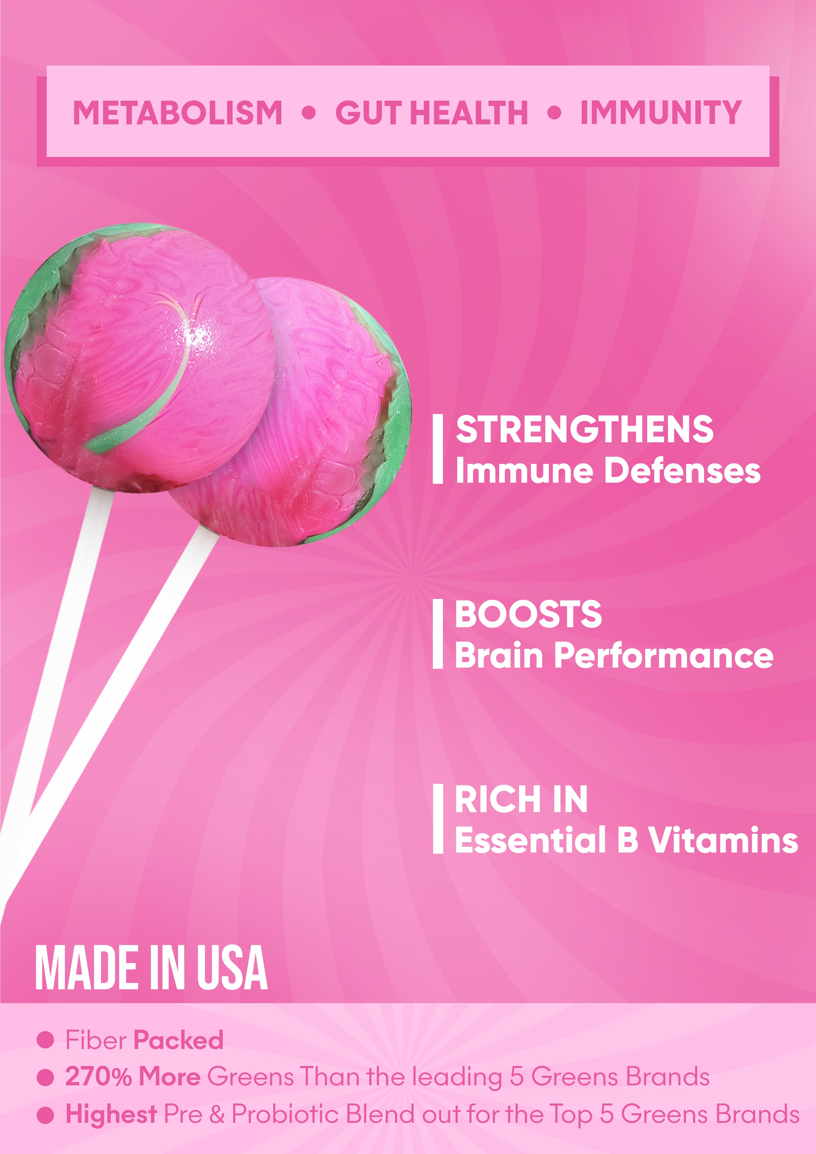 It Girl Superfood Greens Lollipops - Vegan Candy with Supergreens, Vitamins & Antioxidants