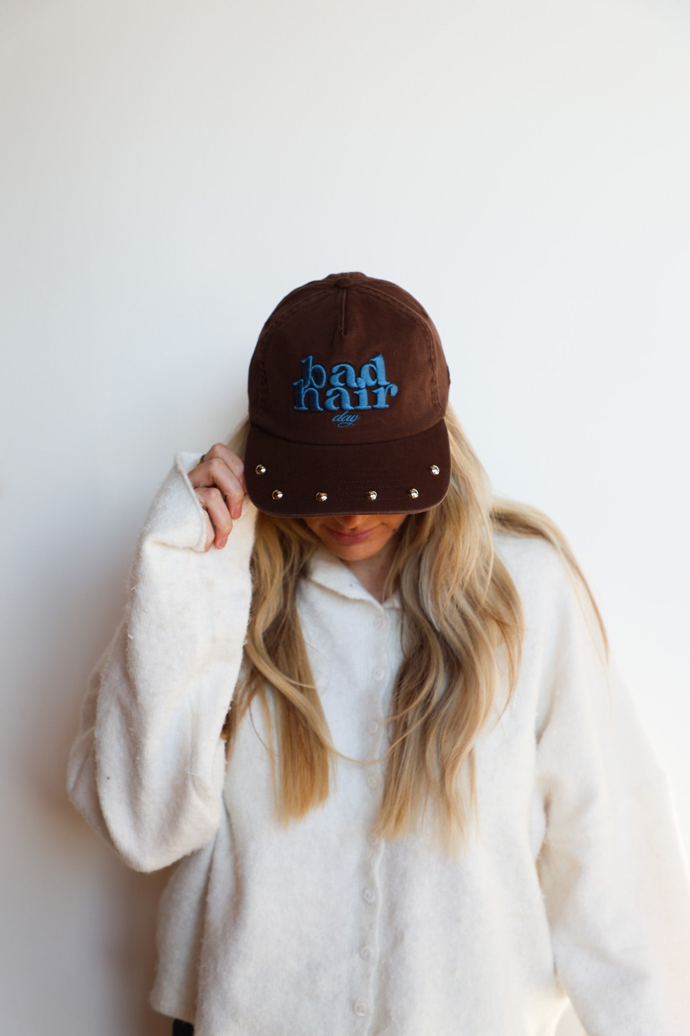 BAD HAIR DAY STUDDED BASEBALL CAP
