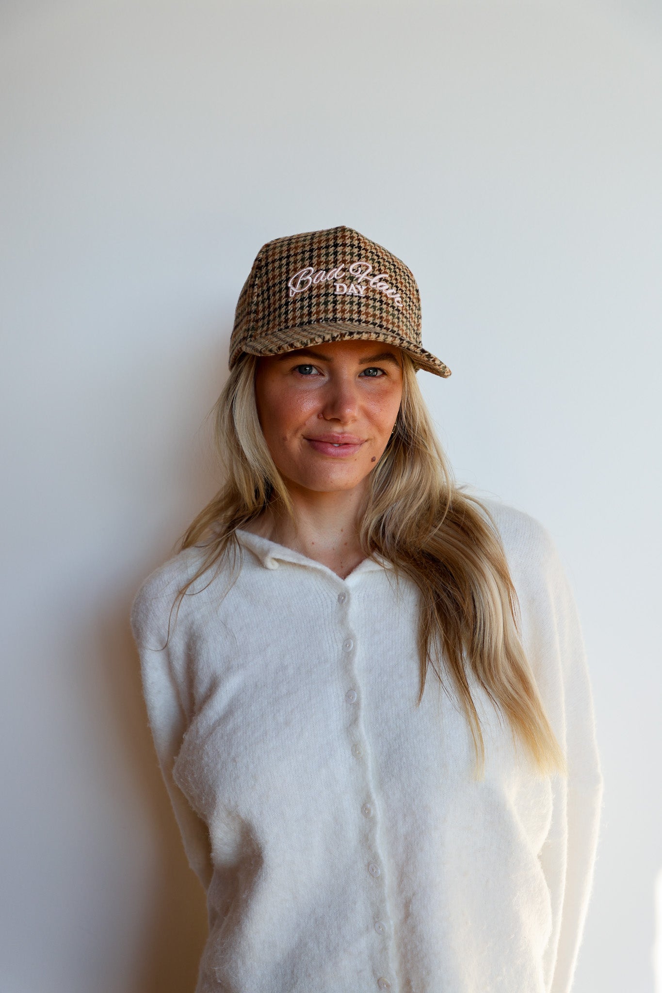 BAD HAIR DAY TWEED HOUNDSTOOTH TRUCKER HAT
