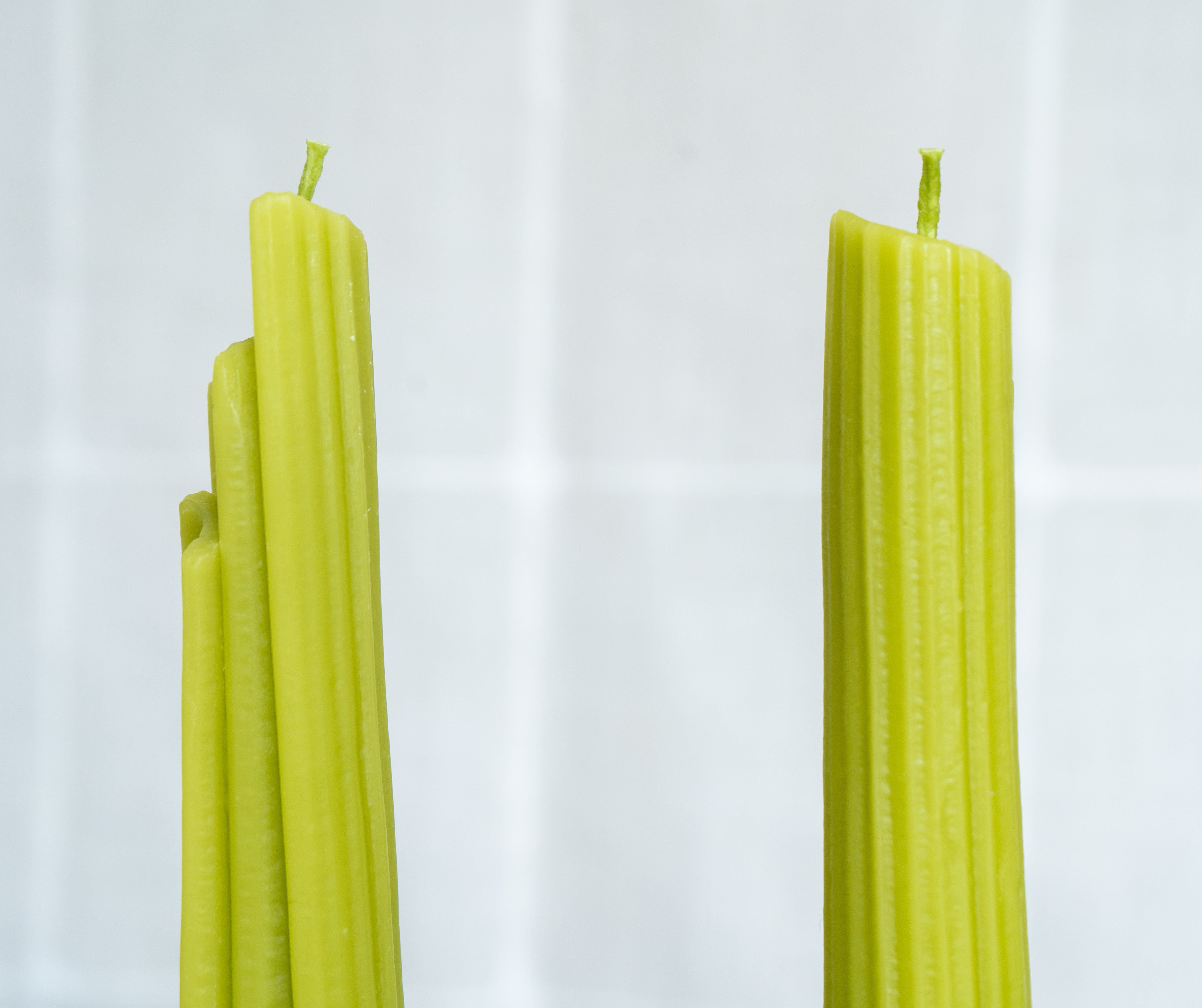 Celery Beeswax Taper Candles — Set of 2