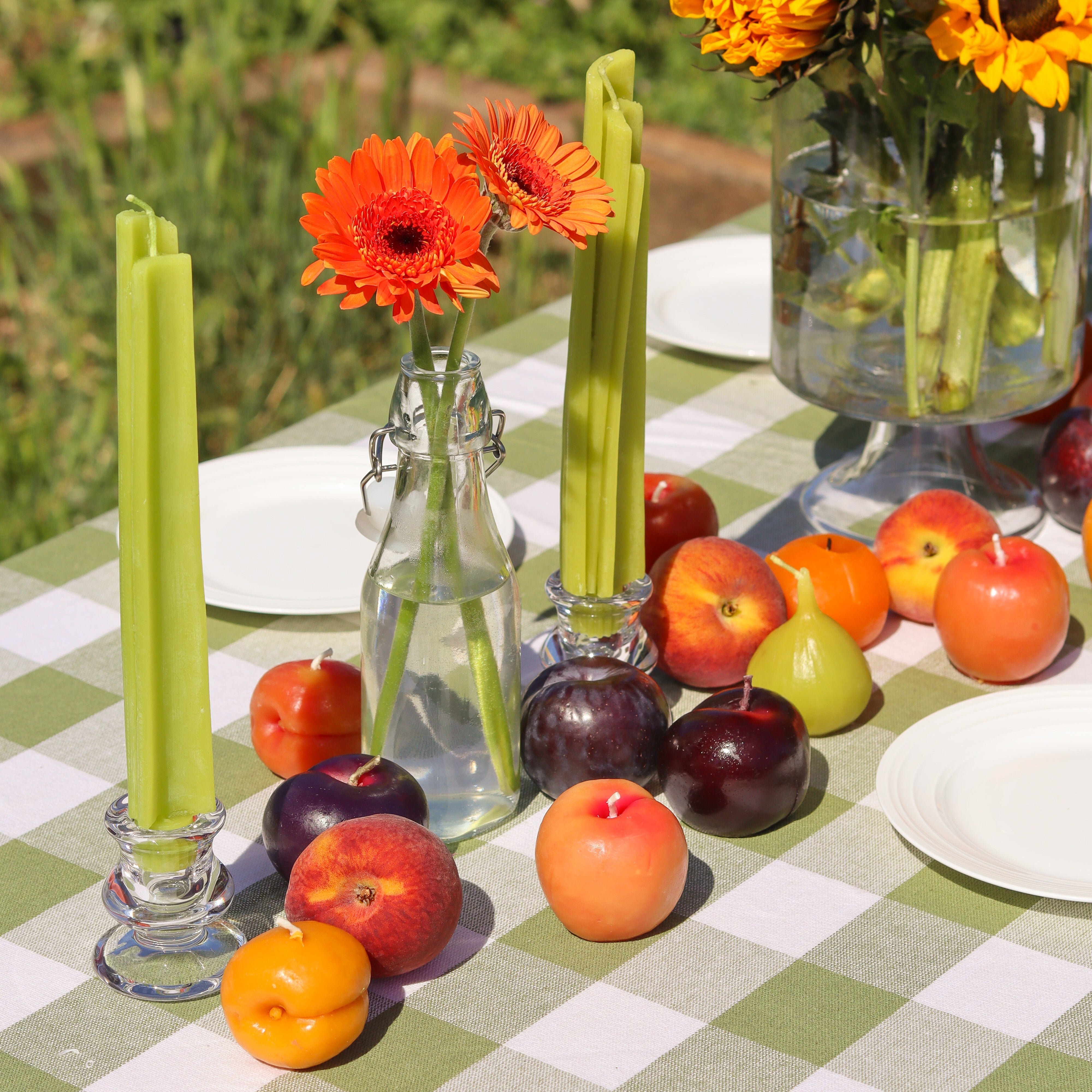 VELAS CÓNICAS DE APIO CON CERA DE ABEJA - JUEGO DE 2