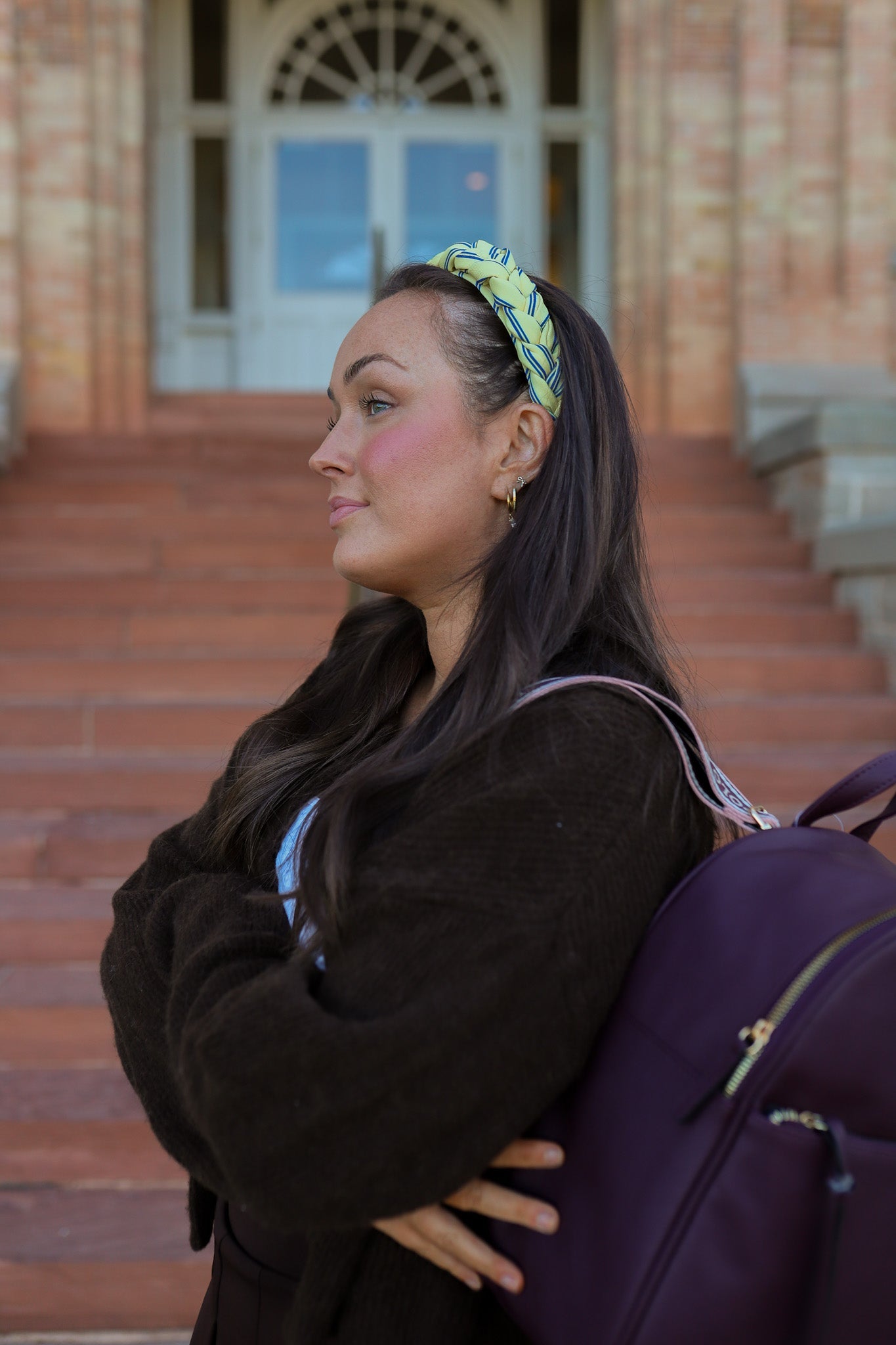 UNIVERSITY STRIPED BRAIDED HEADBAND