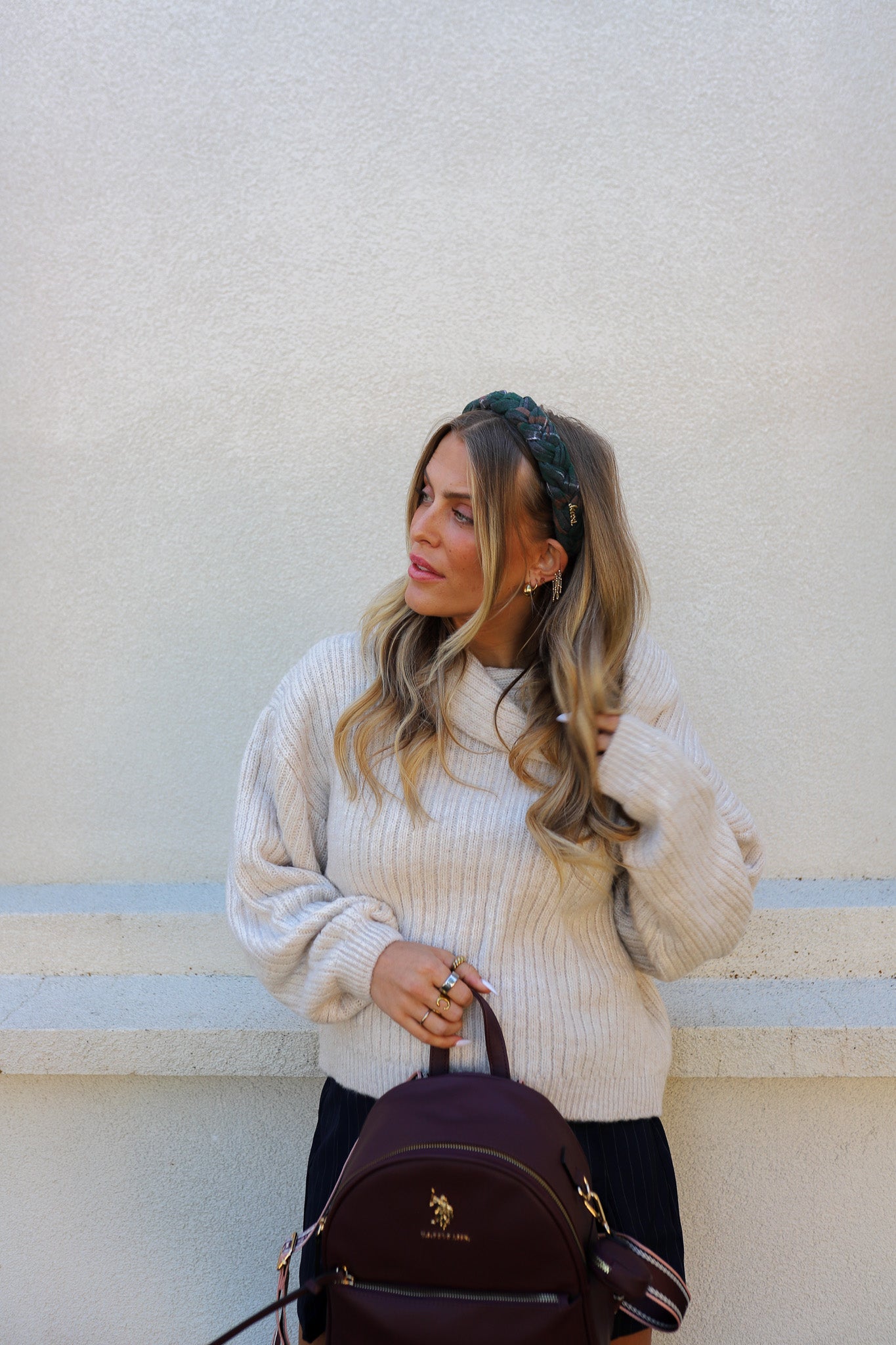 UNIVERSITY PLAID BRAIDED HEADBAND