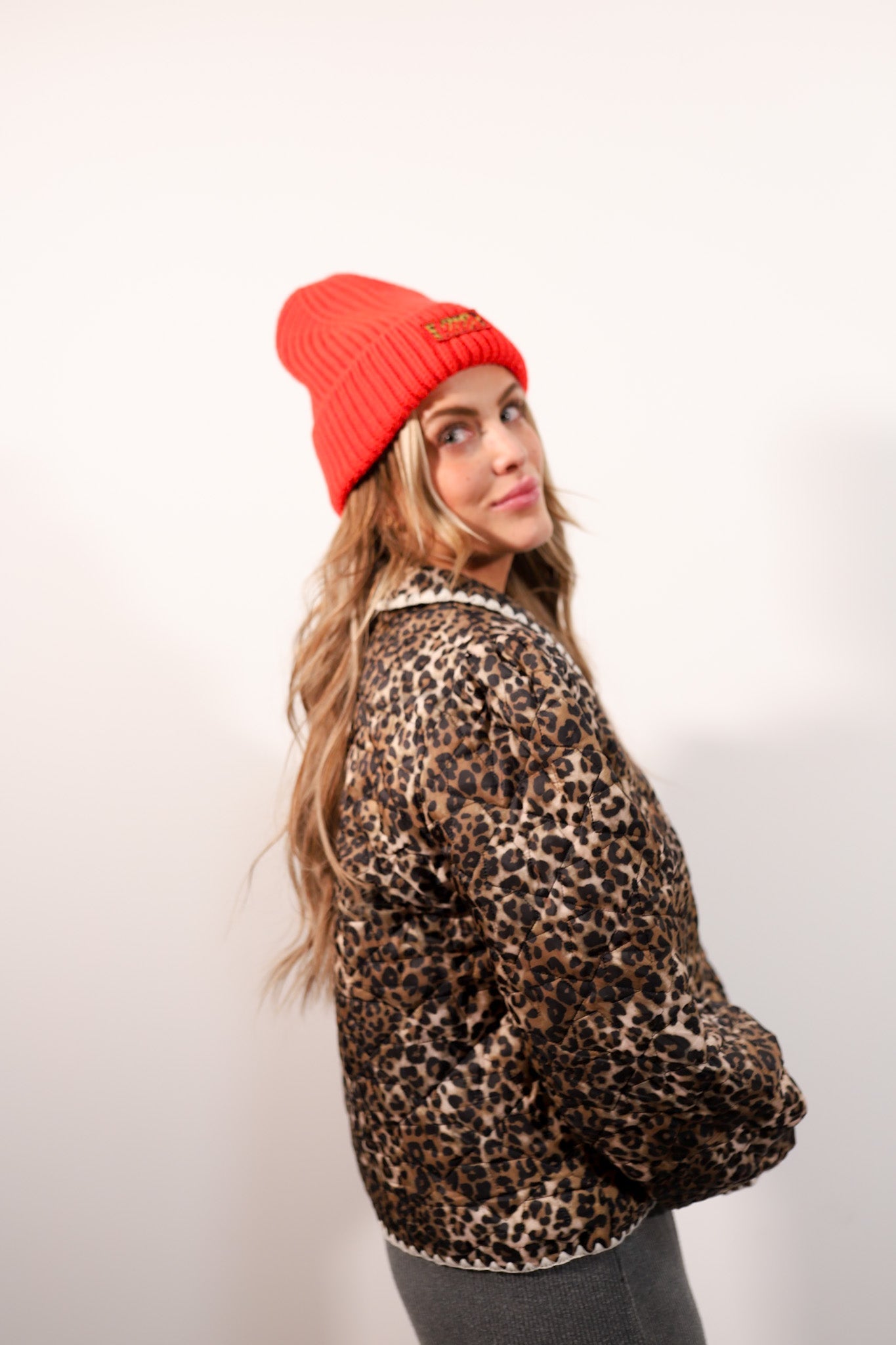 RED CHEETAH BEANIE