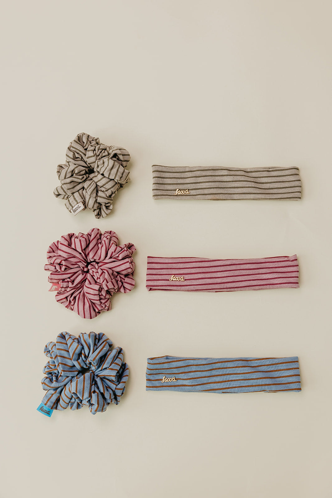 STRIPED OVERSIZED SCRUNCHIE + HEADBAND BUNDLE