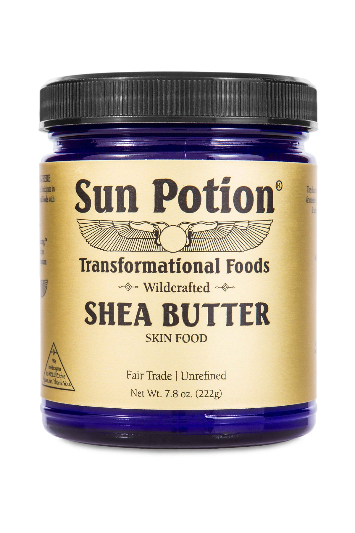 Sun Potion Wildcrafted Shea Butter jar, skin food, 7.8 oz, fair trade and unrefined, front view