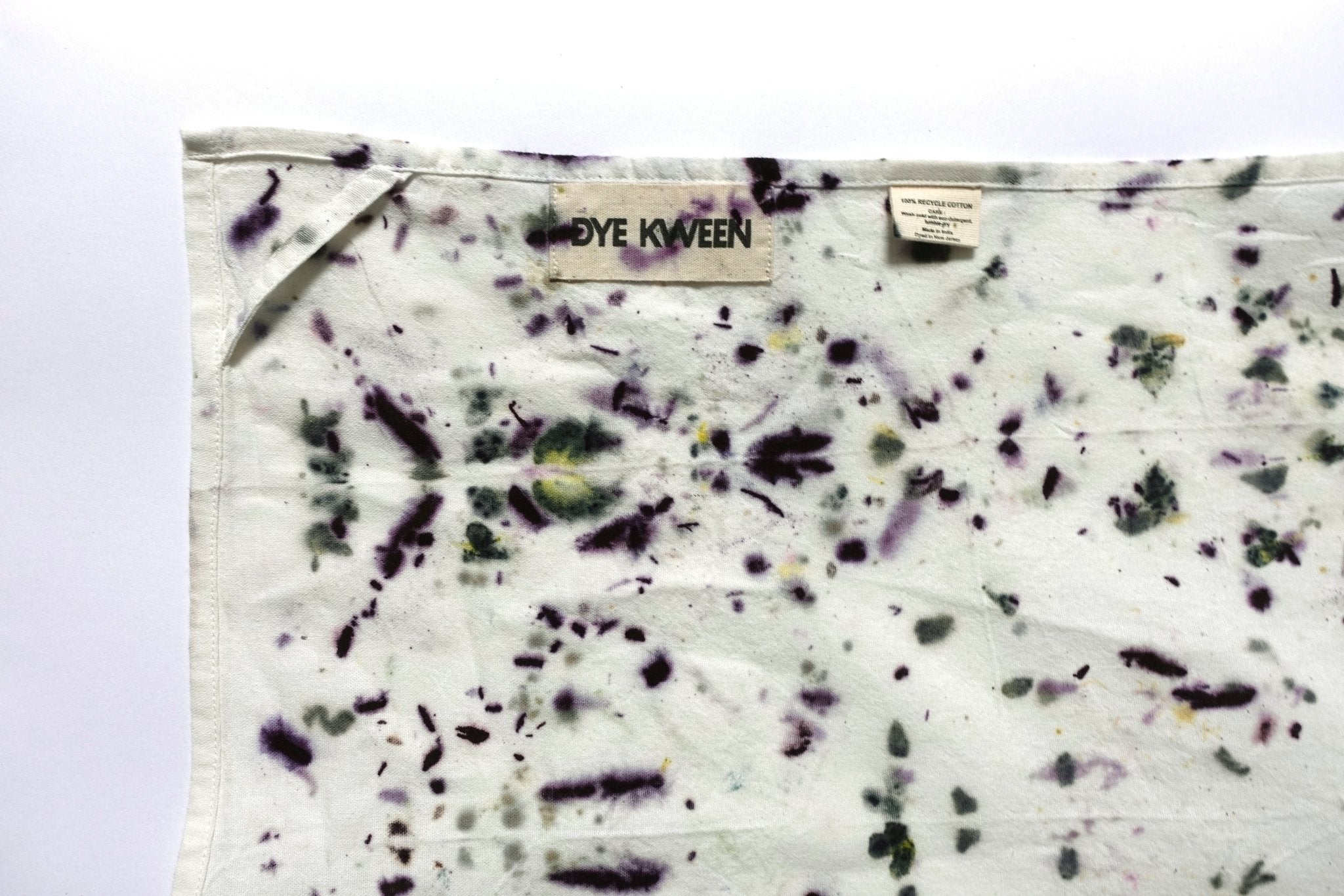 Abstract Botanically Dyed Recycled Cotton Tea Towel dyekween
