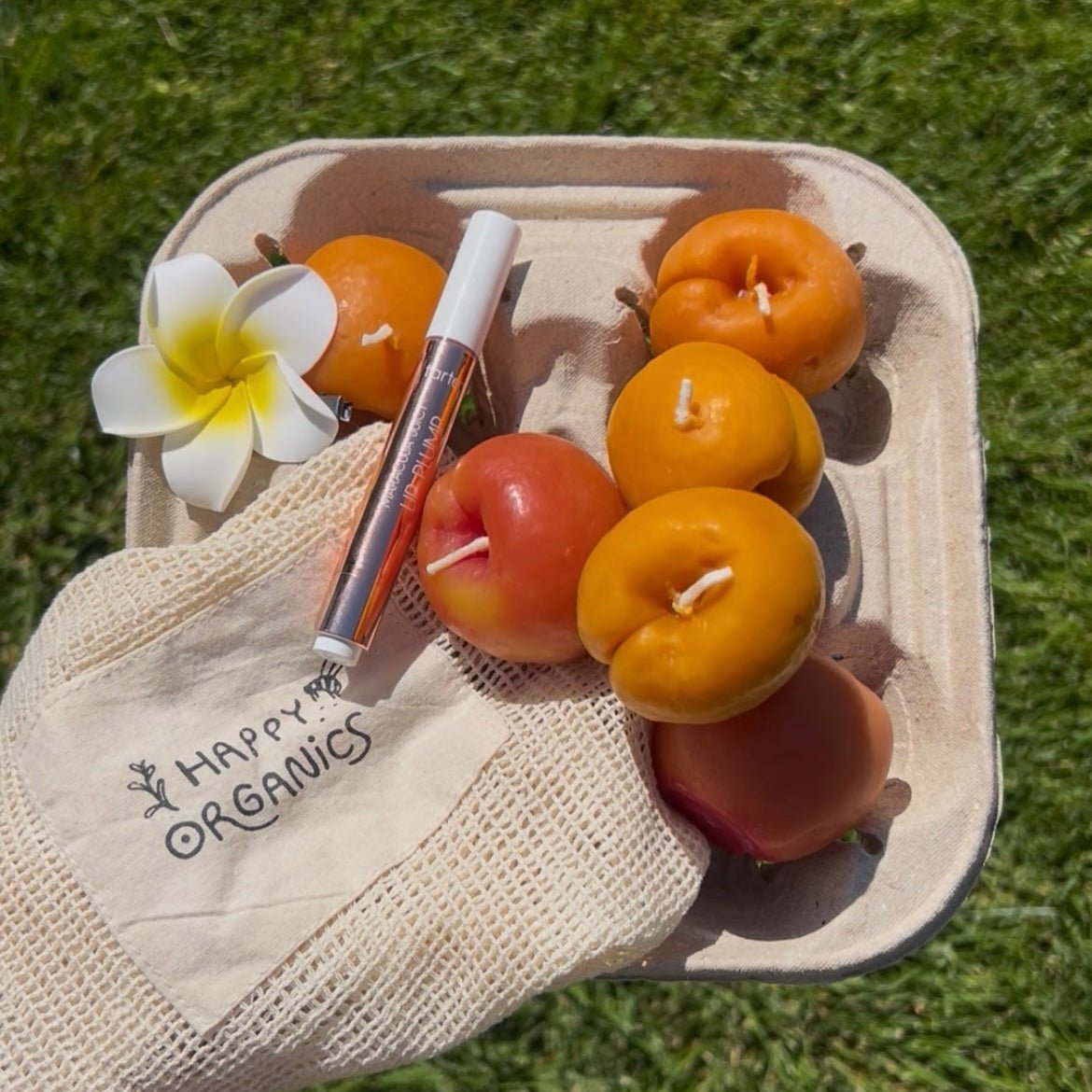 APRICOT BEESWAX CANDLE PAIR Happy Organics