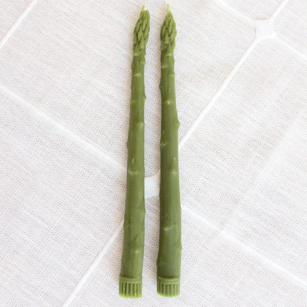 ASPARAGUS TAPER BEESWAX CANDLES PAIR Happy Organics