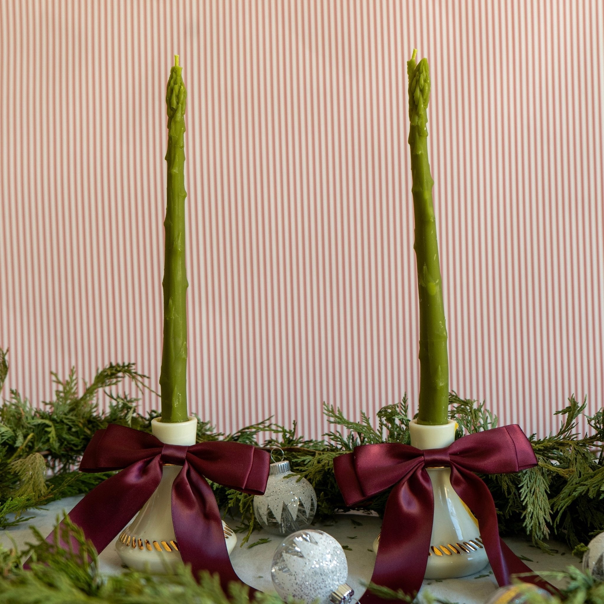 ASPARAGUS TAPER BEESWAX CANDLES PAIR Happy Organics