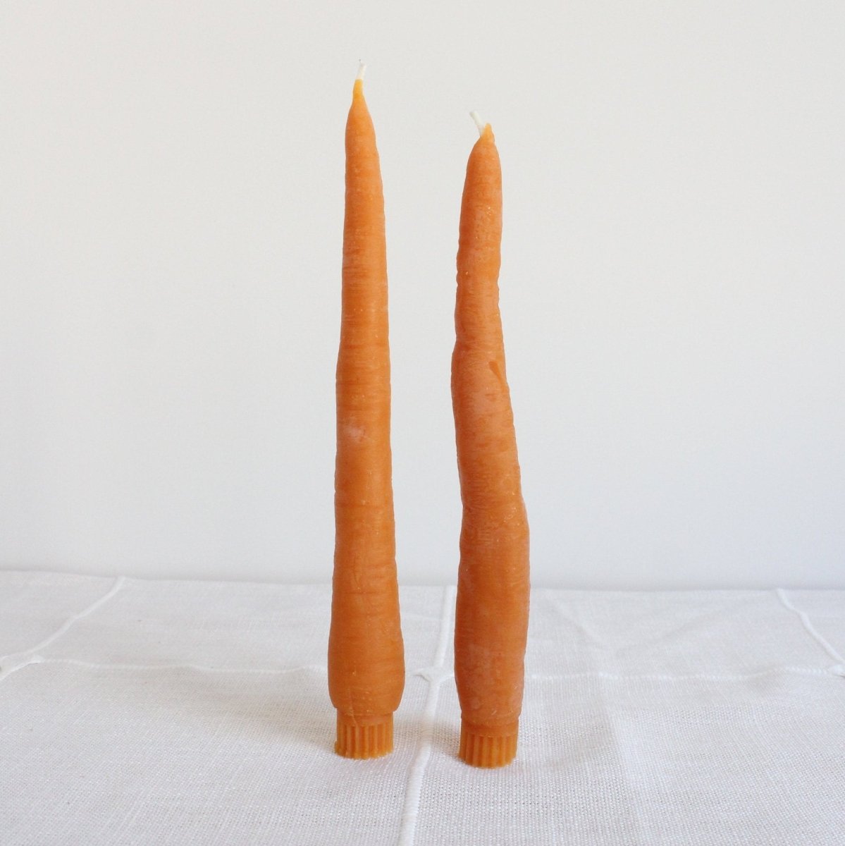 Happy Organics Carrot Beeswax Taper Candles, a set of two