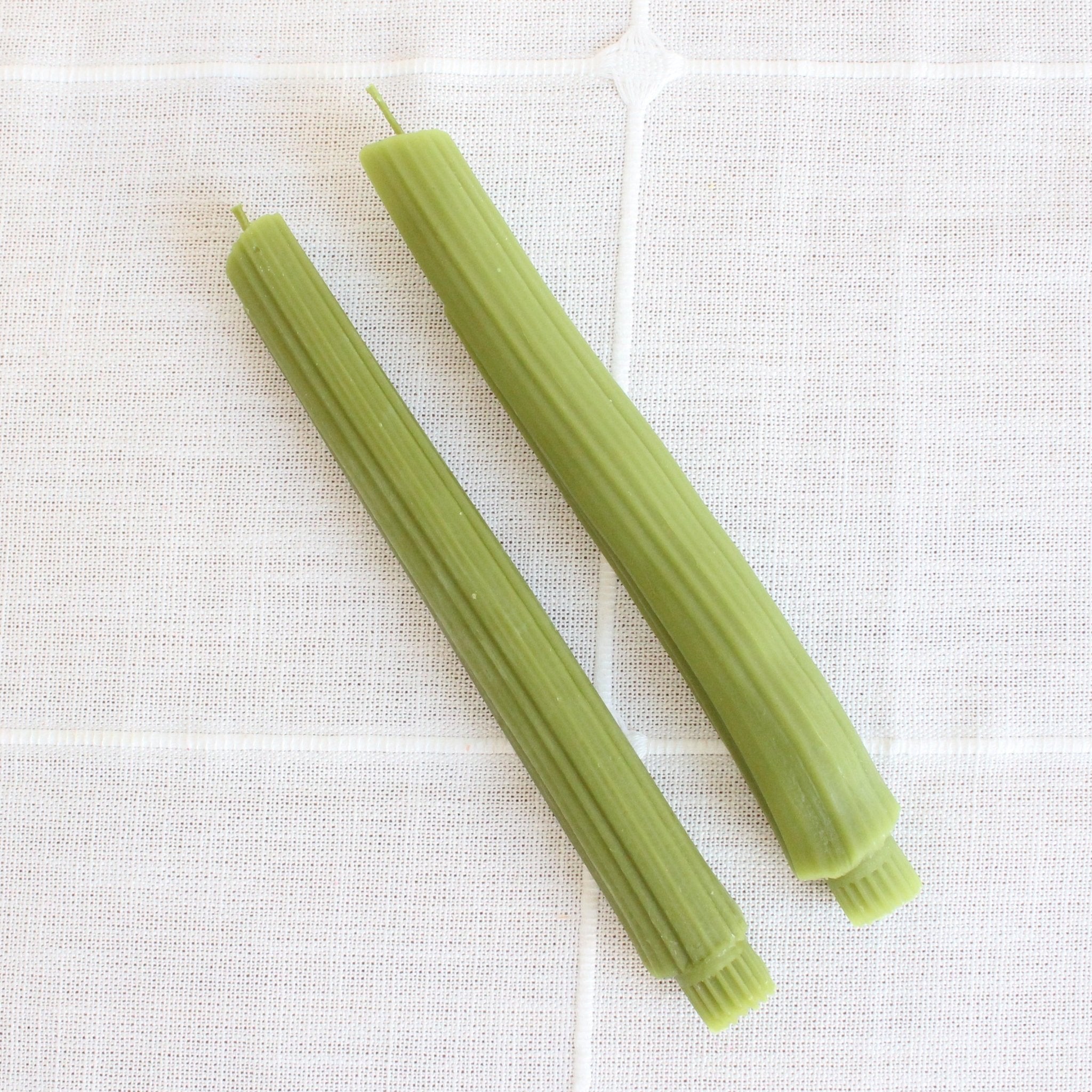 BEESWAX CELERY TAPER CANDLES - SET OF 2 Happy Organics