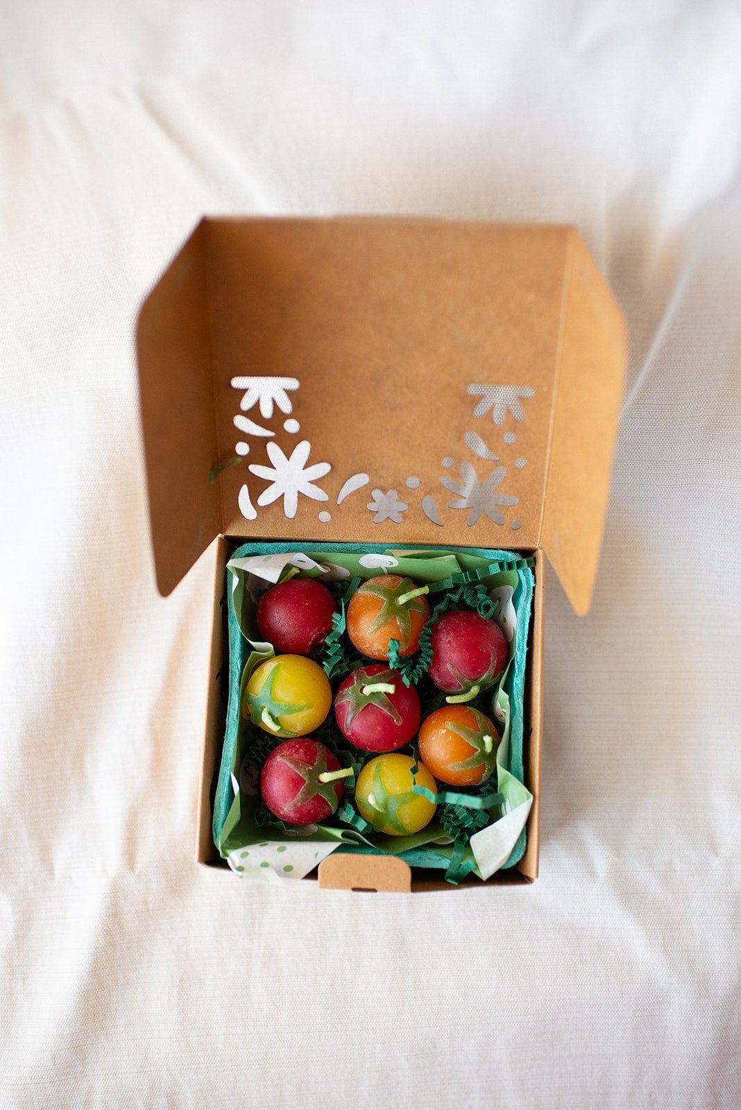 Beeswax Cherry Tomato Birthday Candles (8) Happy Organics