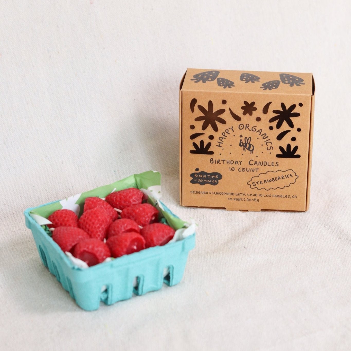 Beeswax Strawberry Birthday Candles Happy Organics