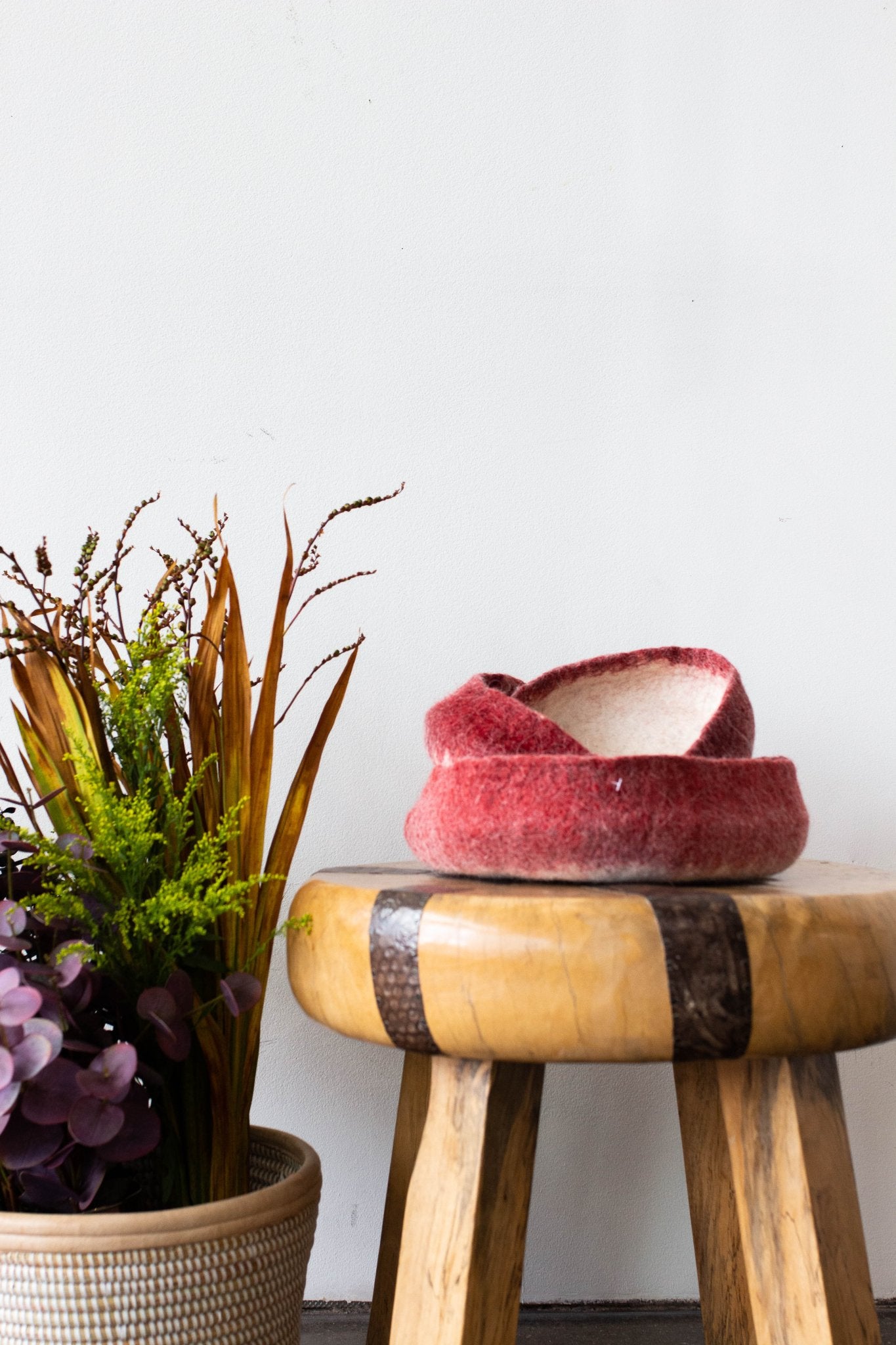 Berry Red Decorative Wool Nesting Bowls Kanju Interiors