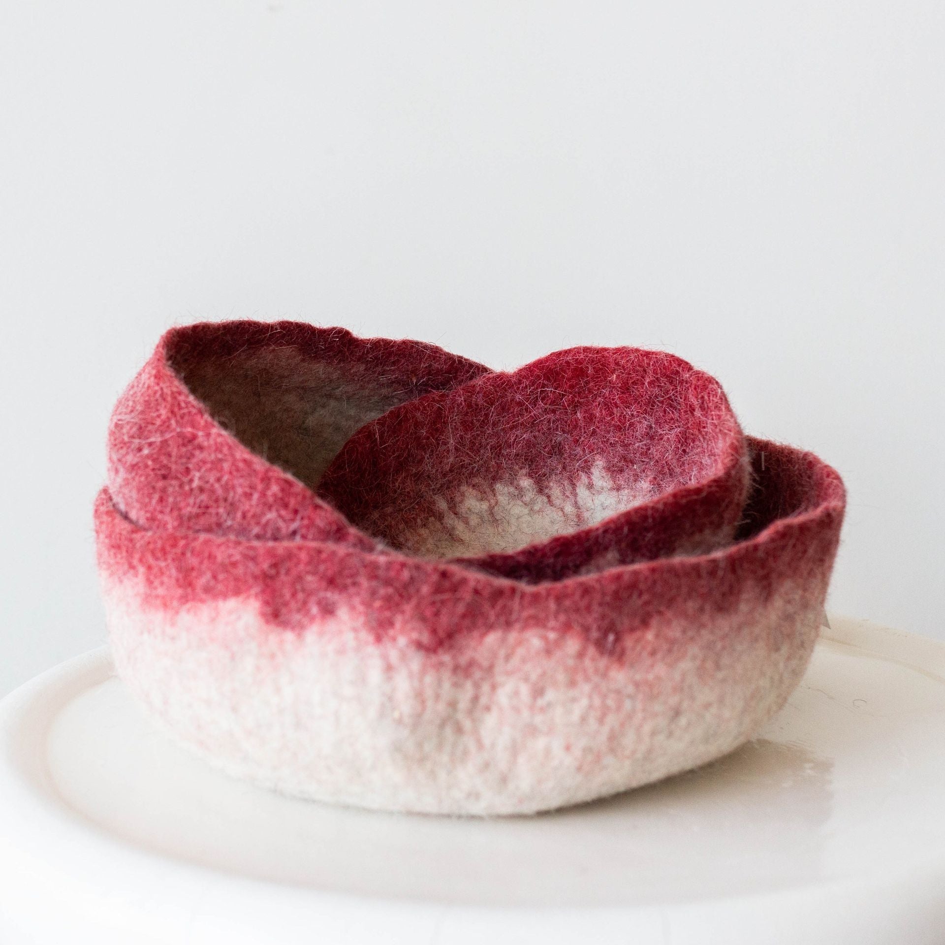 Berry Red Decorative Wool Nesting Bowls Kanju Interiors