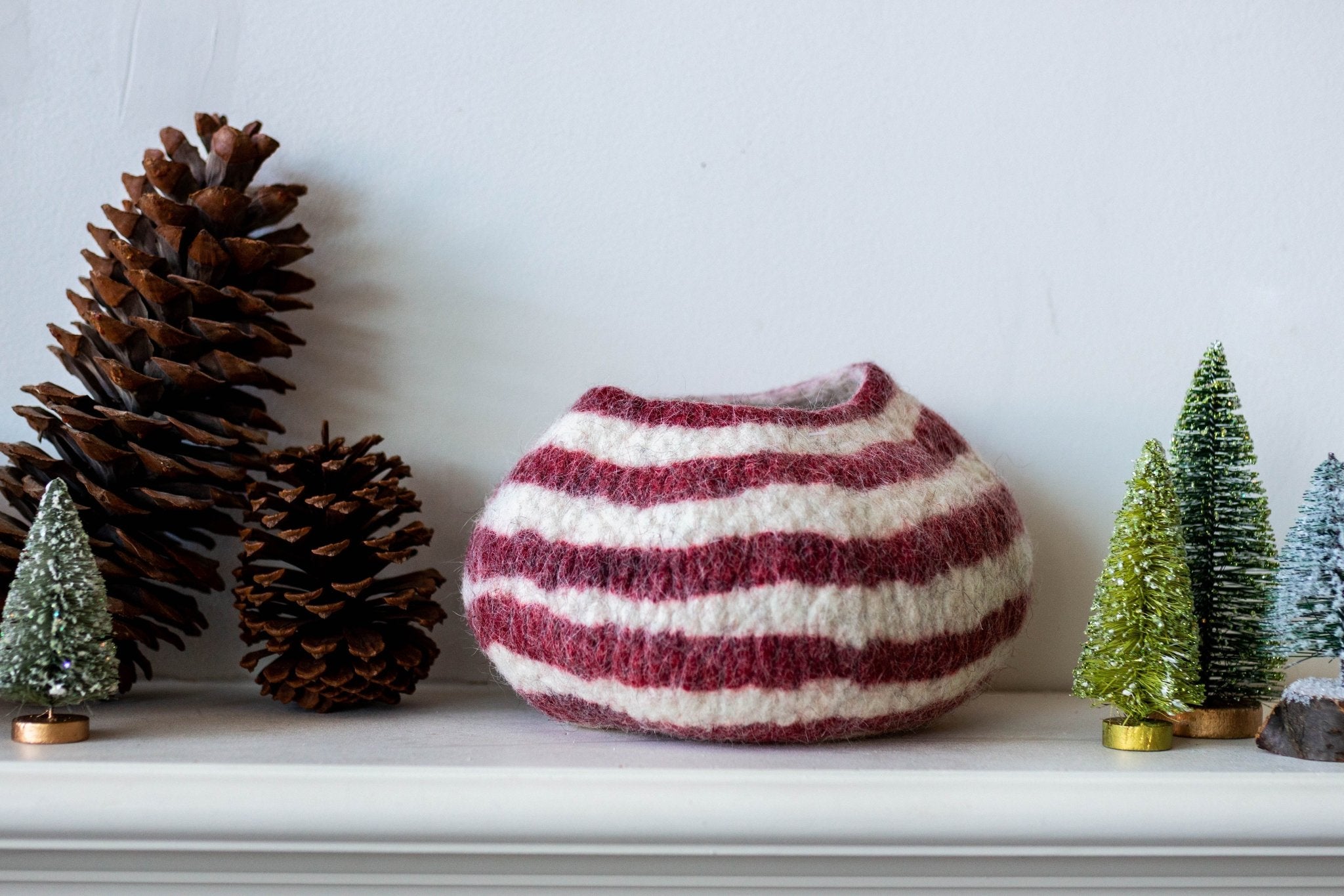 Berry Red Pathways Decorative Wool Ukhamba Bowl Kanju Interiors