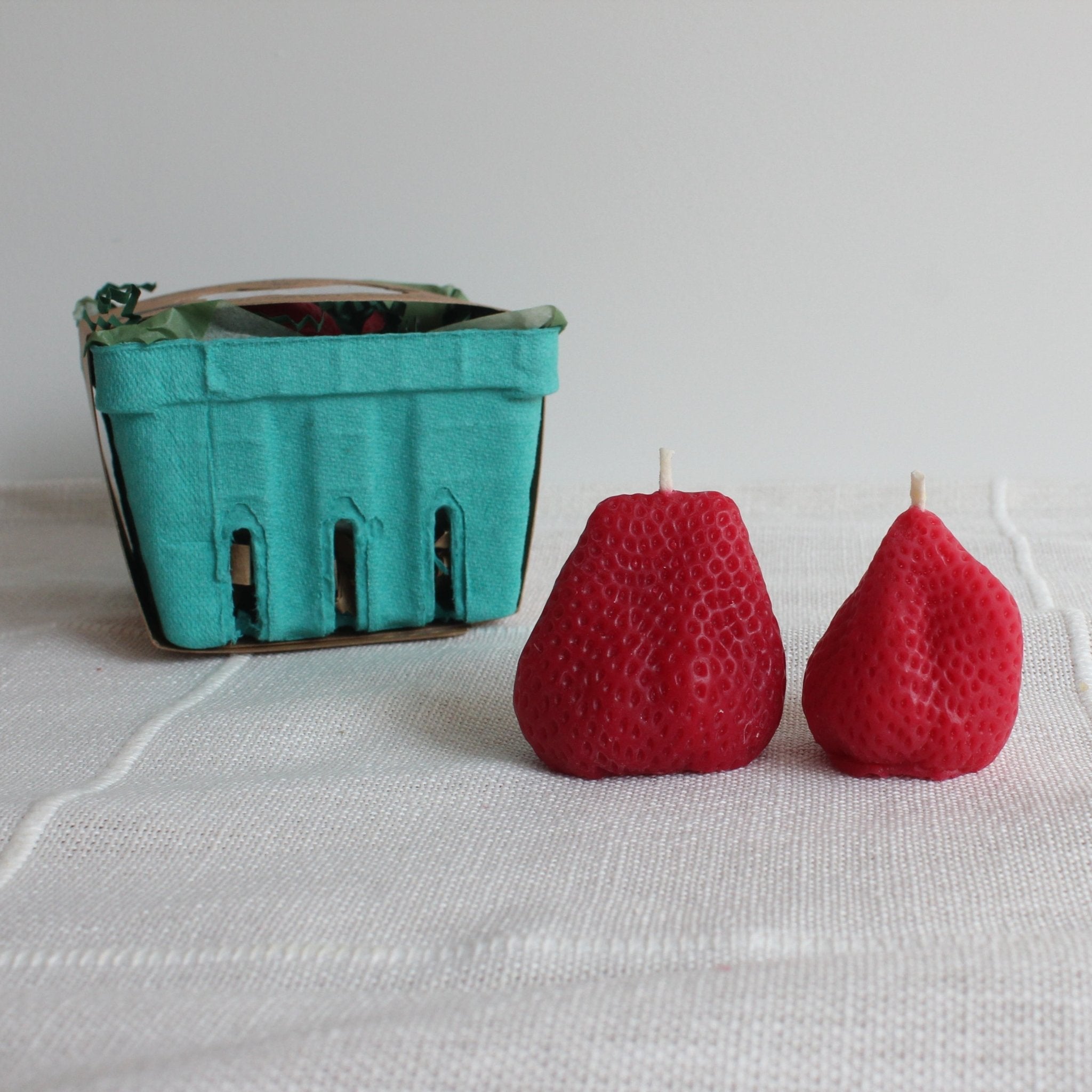 Big Strawberry Beeswax Candle Pair Happy Organics