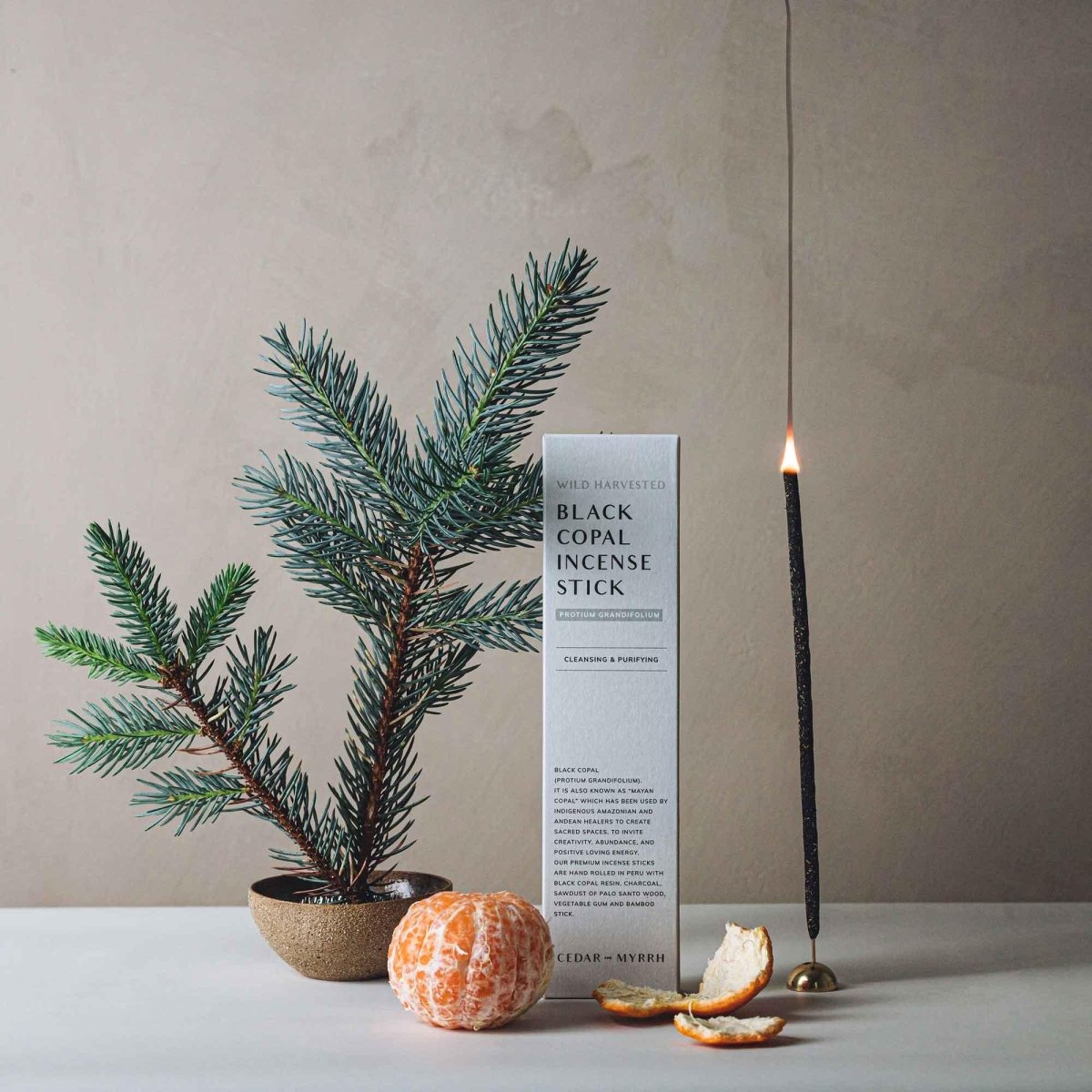 Black Copal Incense Sticks – 7 Hand - Rolled Sticks from Peru CEDAR AND MYRRH