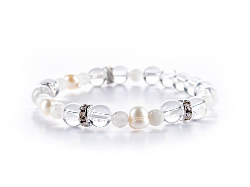 Bracelet | INTUITION with Moonstone, Pearl & Clear Quartz CRYSTALS.COM