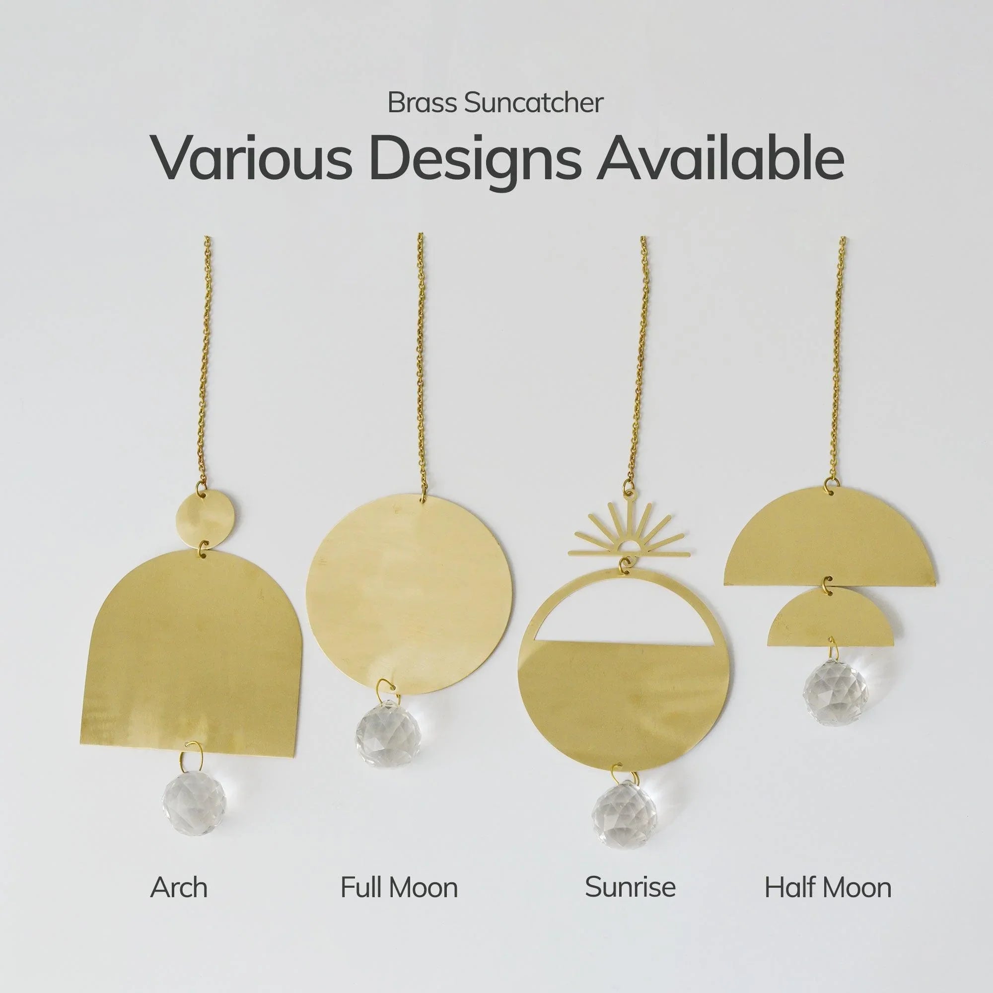 Brass Full Moon and Crystal Suncatcher