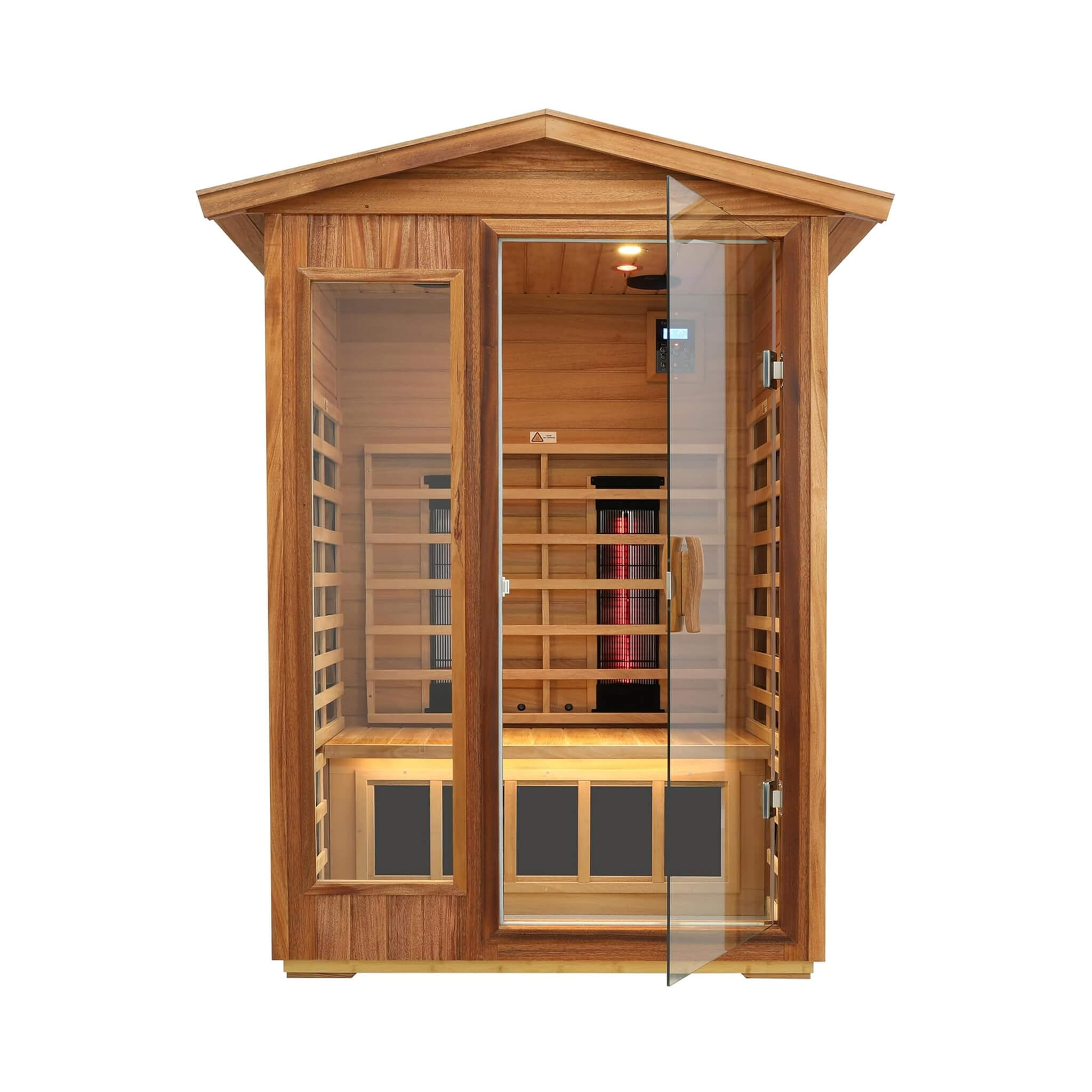 Deluxe 2 - Person Outdoor Mahogany Low EMF Far Infrared Sauna With Bluetooth Audio And LED Lights (SAK83719) SAKSBY WHOLESALE