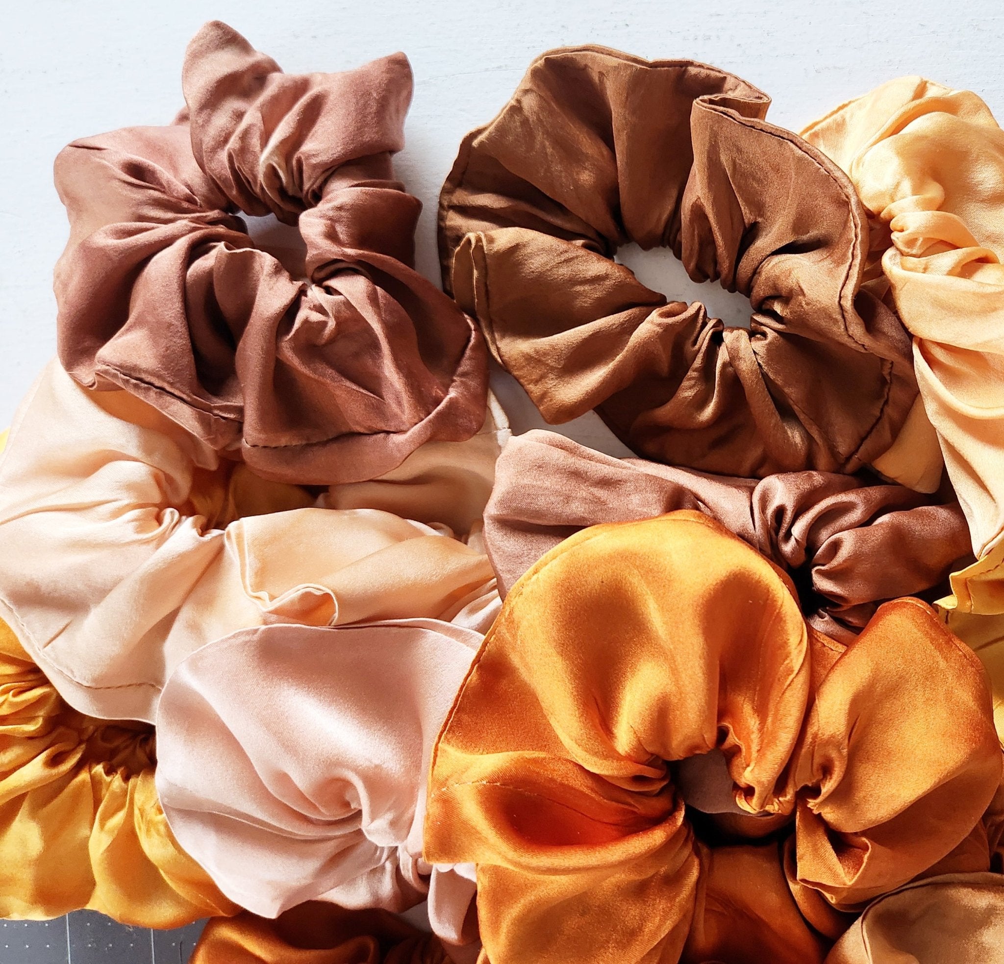 EARTH TONES Solid Botanically Dyed Silk Hair Scrunchie dyekween