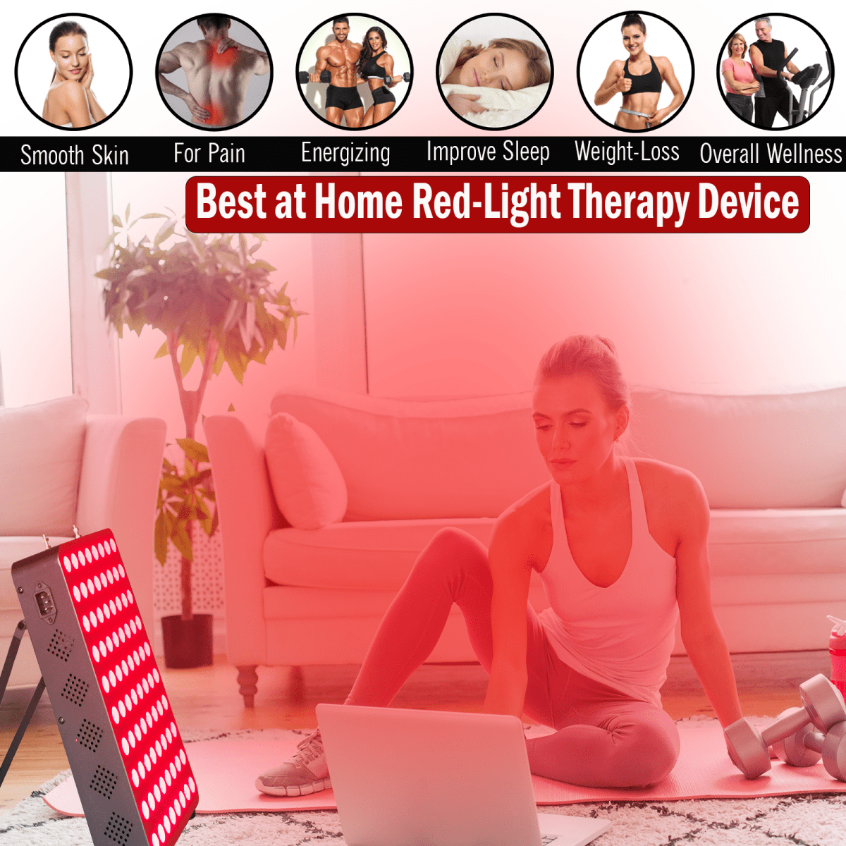 EXESAS 80 LED, 400W Dual - Chip, Red Light Therapy Device for Full Body 660nm & 850nm Infrared LED Panel for Beautiful Skin, Weight & Pain Management EXESAS