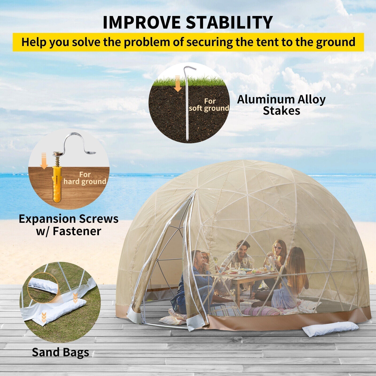 Extra Large 10 Person Outdoor Igloo Garden Greenhouse Dome Tent, 12FT (94316275) SAKSBY WHOLESALE
