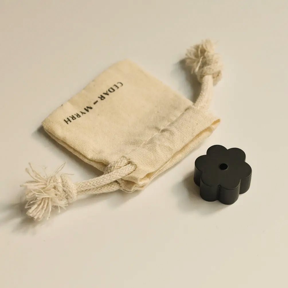 Flower Black Brass Incense Holder CEDAR AND MYRRH