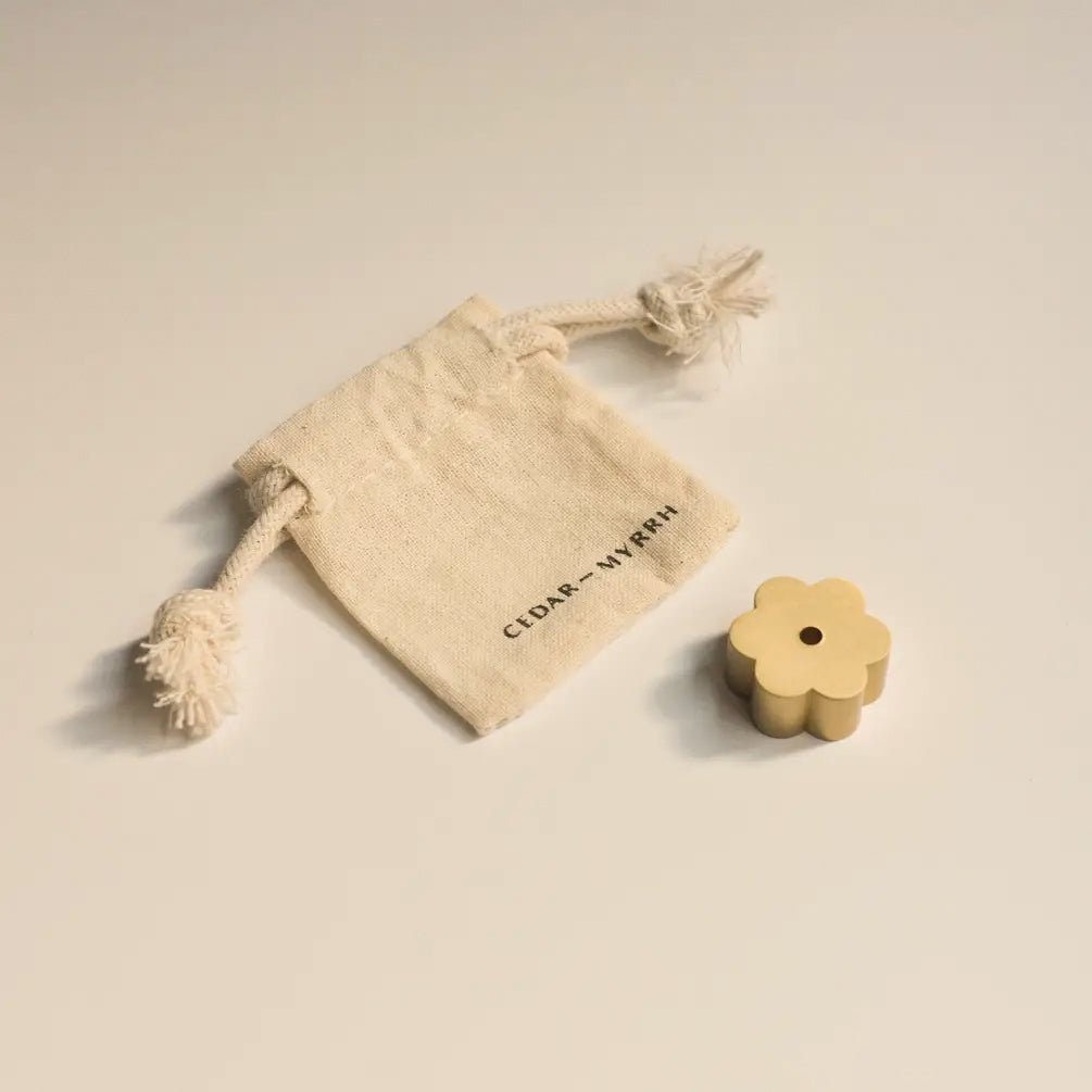 Flower Brass Incense Holder CEDAR AND MYRRH