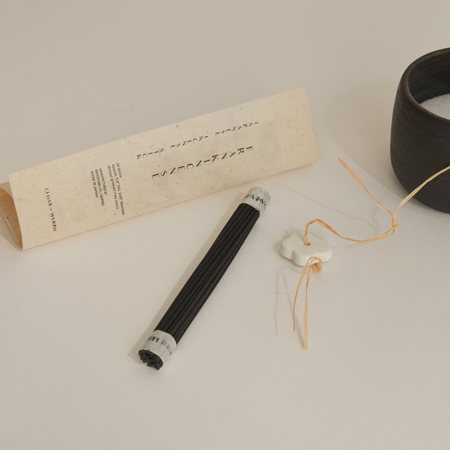 Frankincense Japanese Incense Stick Set - 30 Sticks with Ceramic Holder CEDAR AND MYRRH