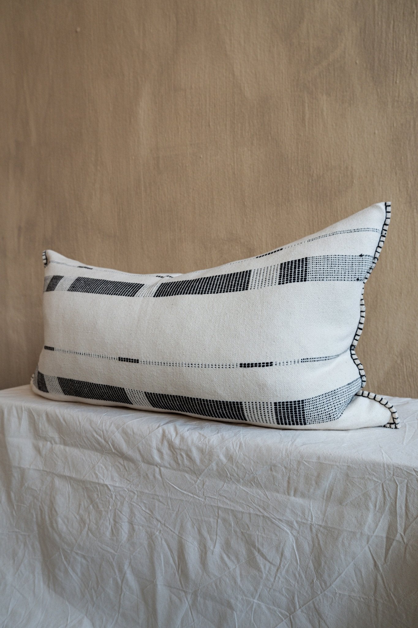 Fulcrum Onyx Oversized Cotton Lumbar Pillow Kanju Interiors