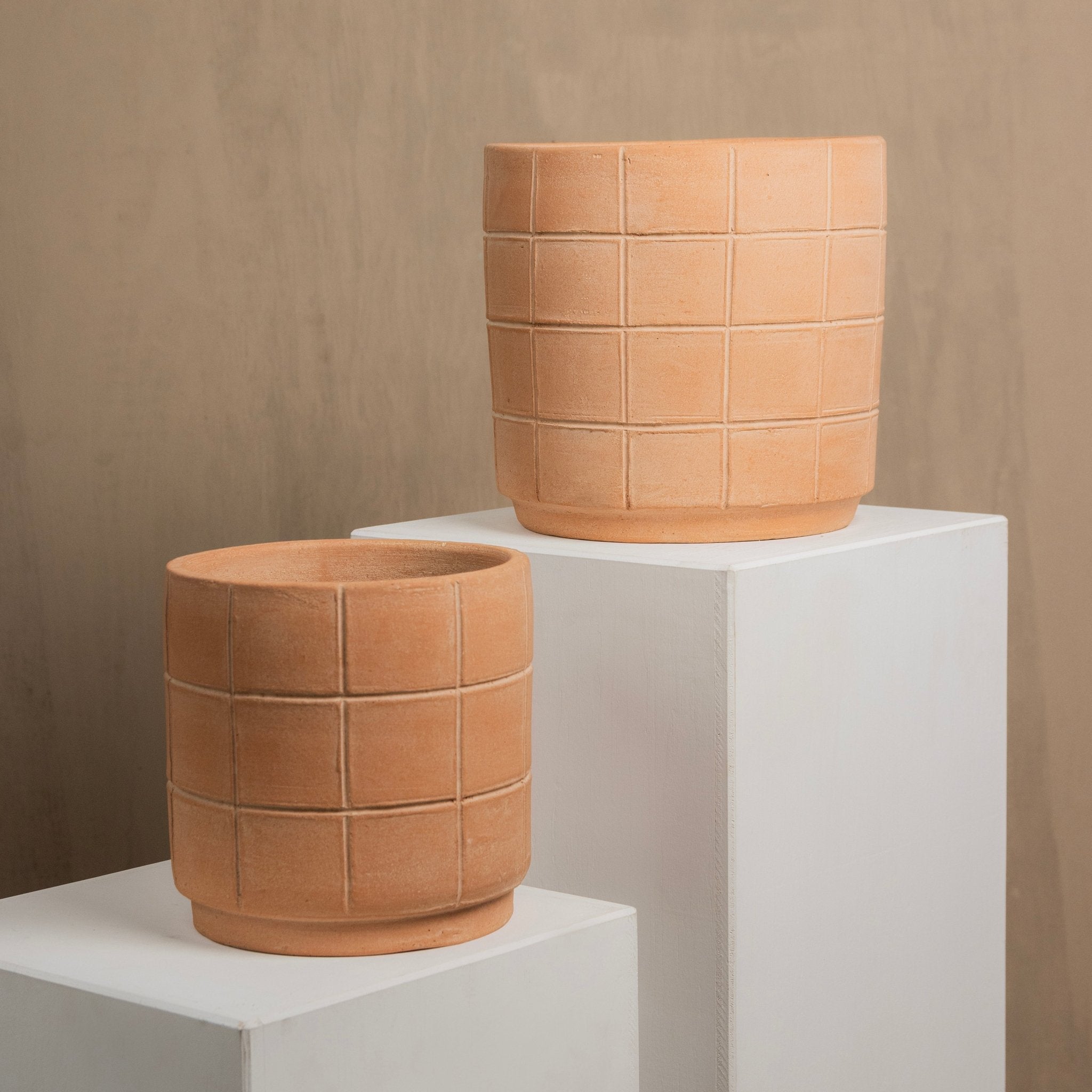 Grid Large Terracotta Planter by MESO MESO