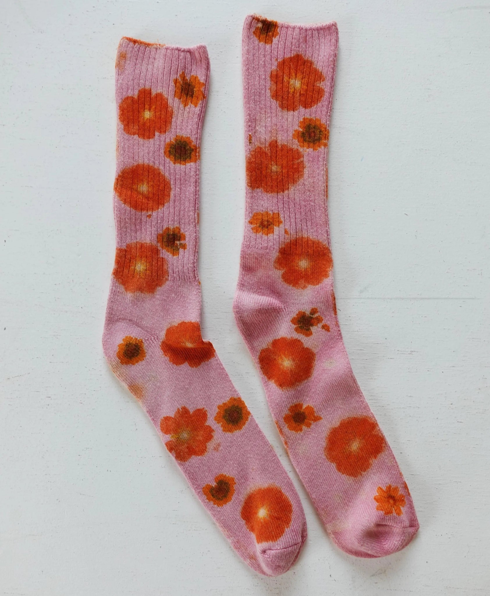 Hand - dyed Color Block Flower Power Socks dyekween