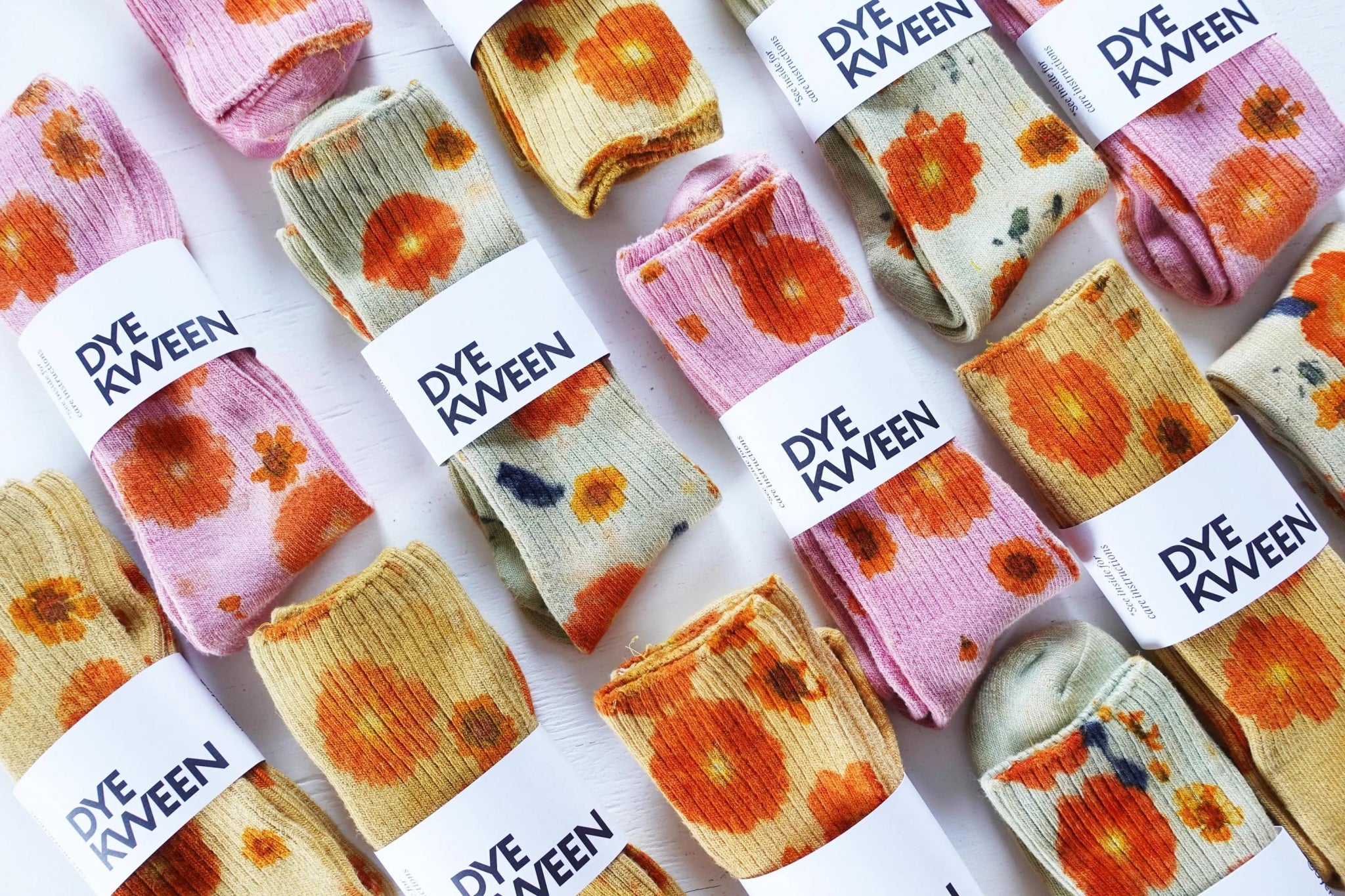 Hand - dyed Color Block Flower Power Socks dyekween