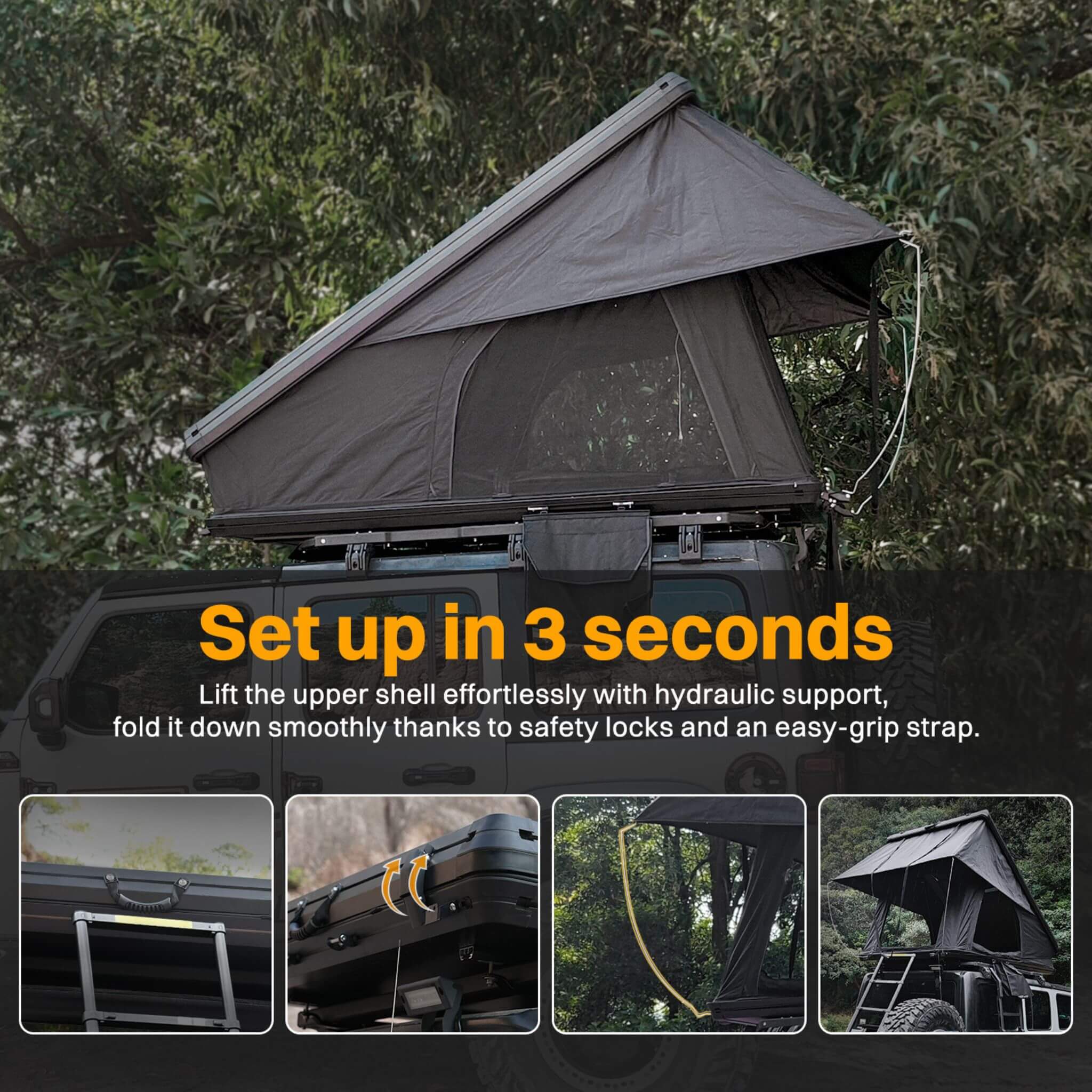 Heavy Duty 2 - 3 Person Hardshell Rooftop Tent With Ladder (SAK93120) SAKSBY WHOLESALE