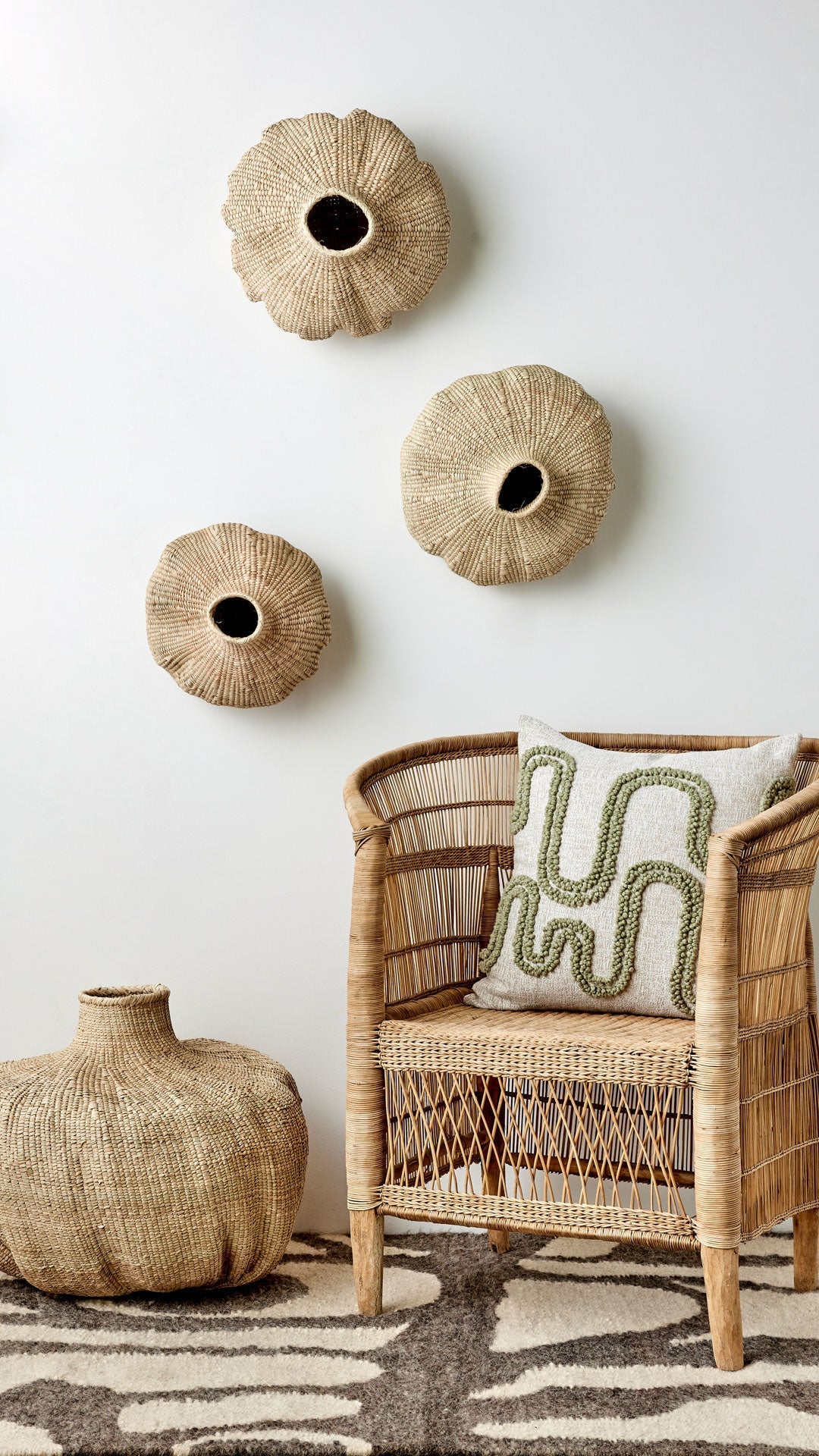 Ilala Garlic Gourd Handwoven African Basket Kanju Interiors