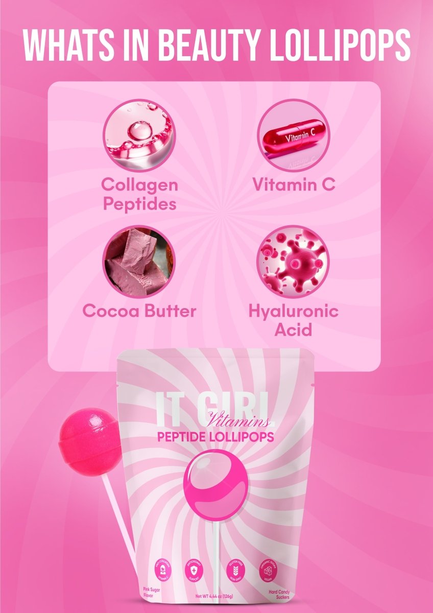 It Girl Beauty Lollipops - Collagen Peptides & Vitamin C Healthy Candy for Skin, Hair, Nails It Girl Vitamins