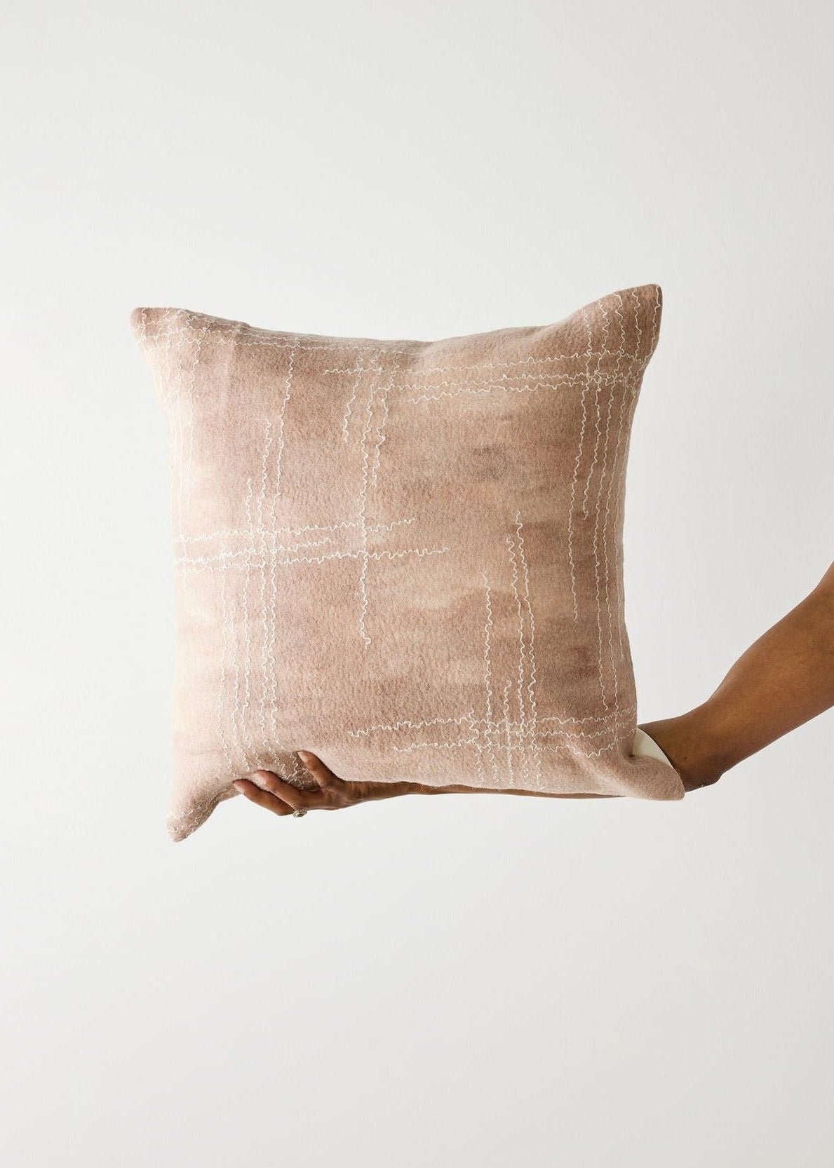 Linear Dusty Rose Hand - Felted Merino Wool Throw Pillow Kanju Interiors