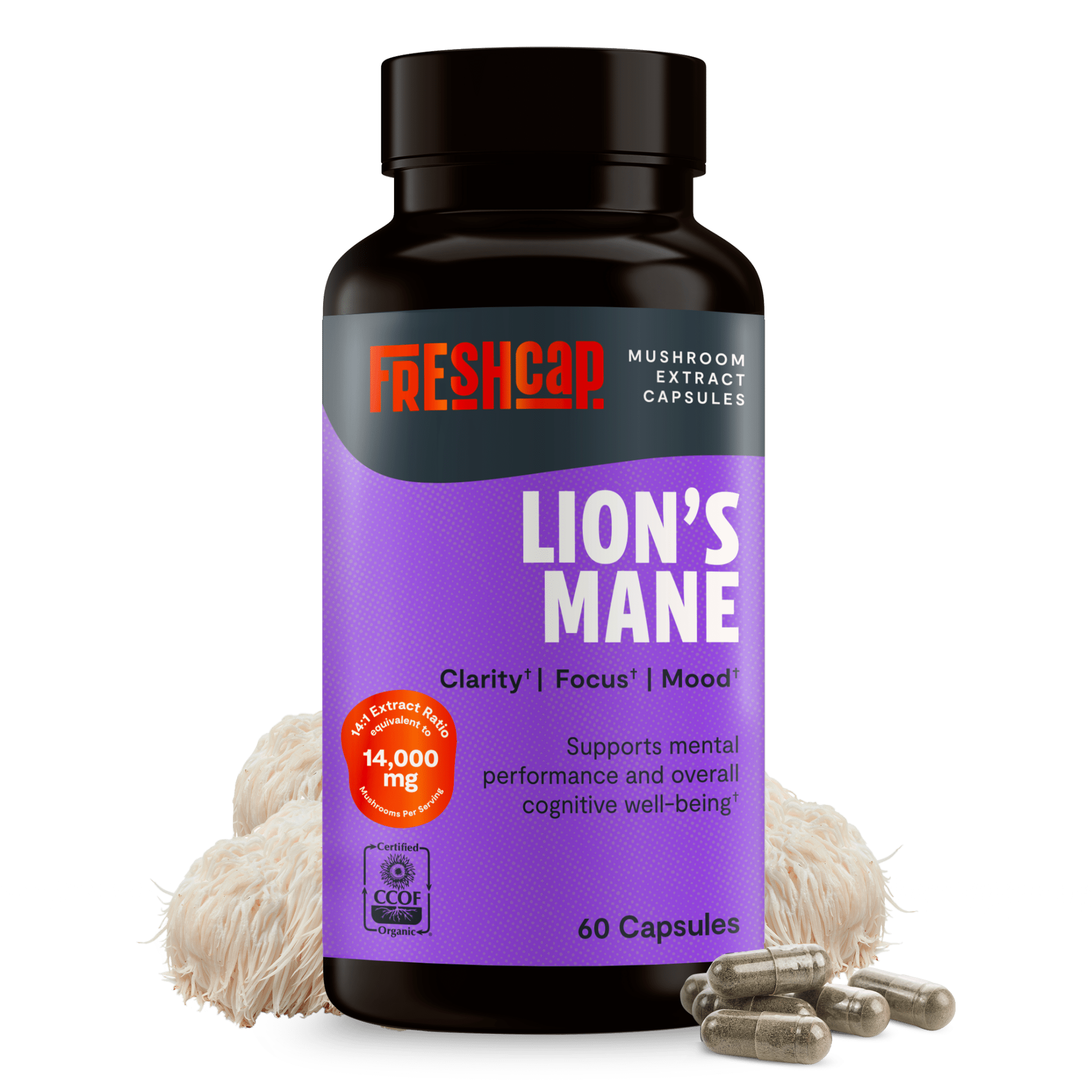 Lion's Mane Mushroom Extract Capsules FreshCap Mushrooms
