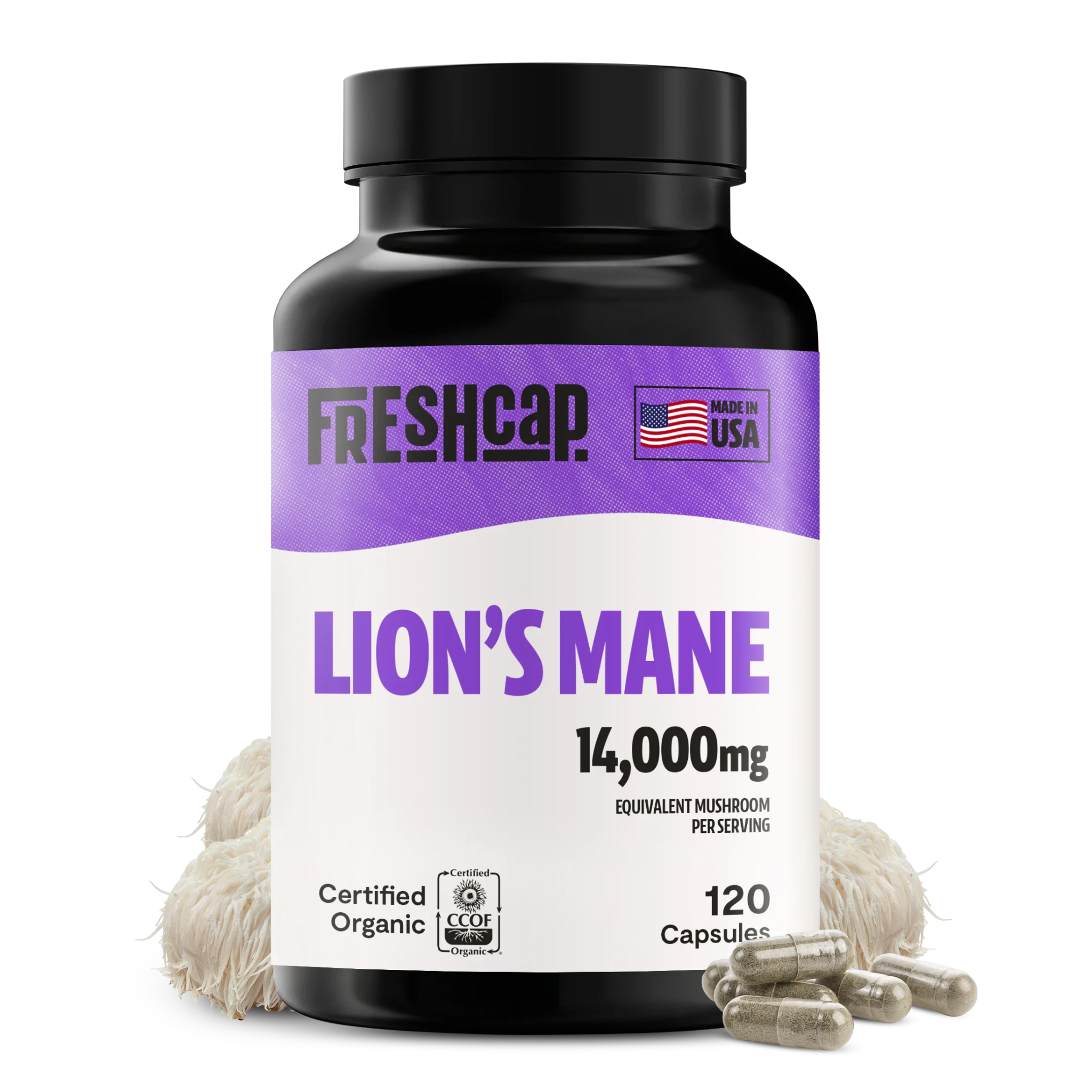 Lion's Mane Mushroom Extract Capsules FreshCap Mushrooms