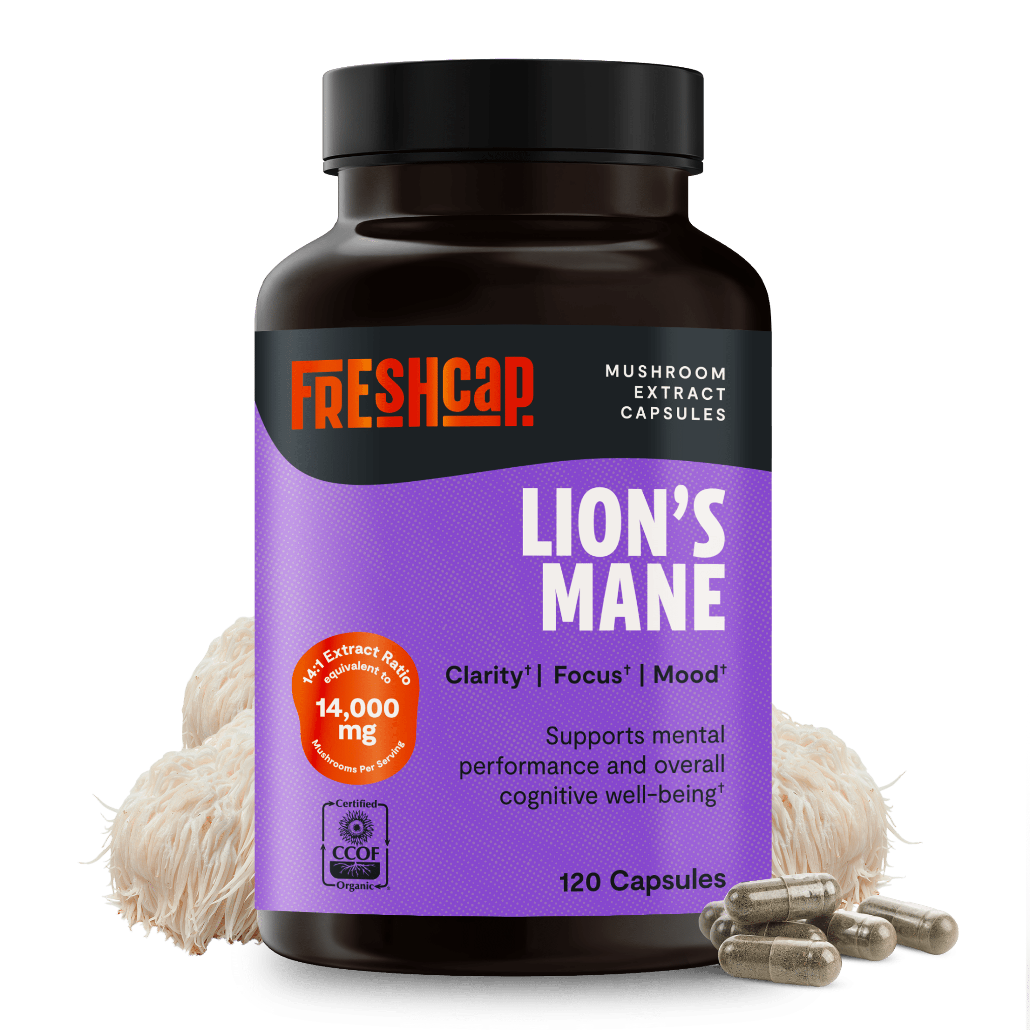 Lion's Mane Mushroom Extract Capsules FreshCap Mushrooms