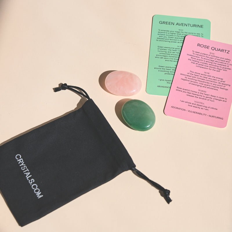 Love Pouch - Rose Quartz / Green Aventurine CRYSTALS.COM