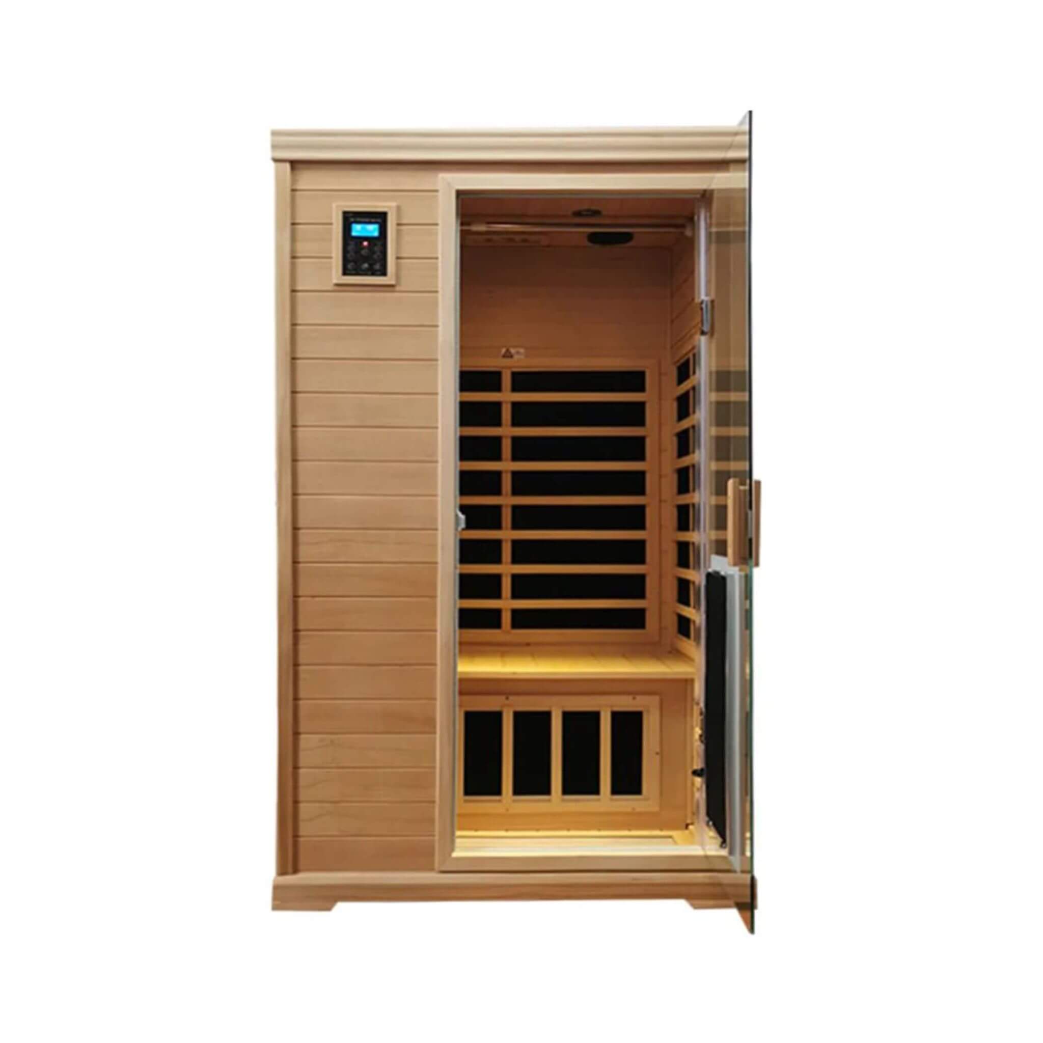 Luxury 2 - Person Hemlock Wood FAR Infrared Sauna Room W/ Glass Door, 1750W (SAK81525) SAKSBY WHOLESALE