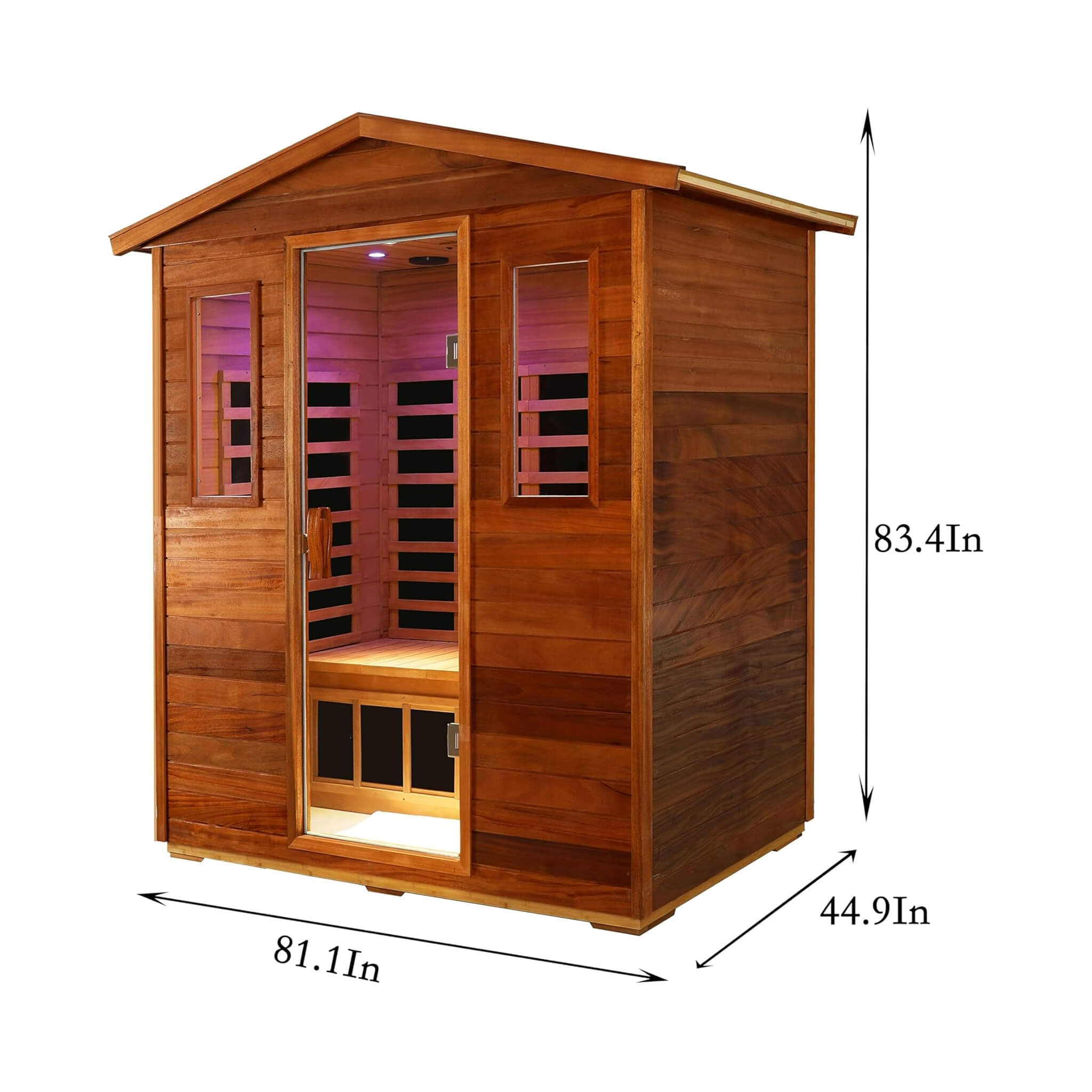 Luxury 3 Person Outdoor Mahogany Full Spectrum Ultra Low EMF FAR Infrared Sauna W/ Chromotherapy & Bluetooth Speakers SAKSBY
