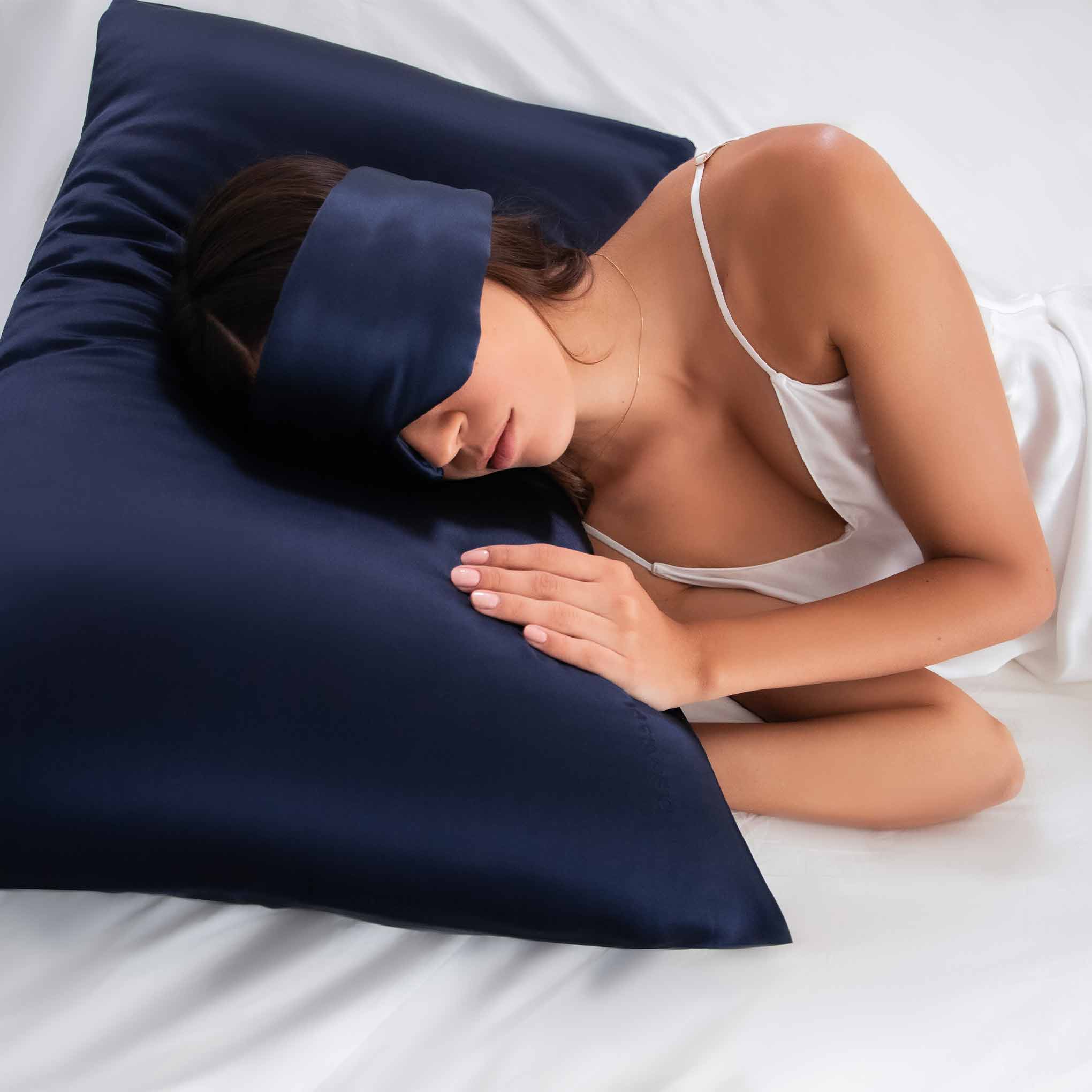 Midnight Blue Silk Pillowcase Drowsy