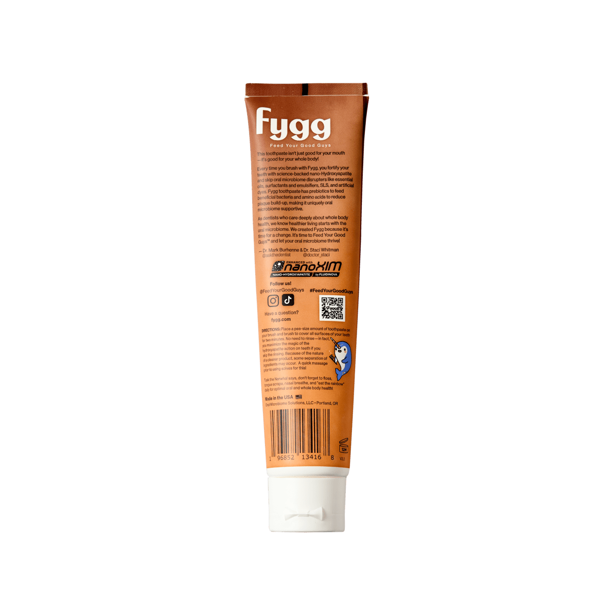 A single tube of Fygg Free Balm Beige shown from the back, featuring brown packaging with white text and a white cap, isolated on a white background.
